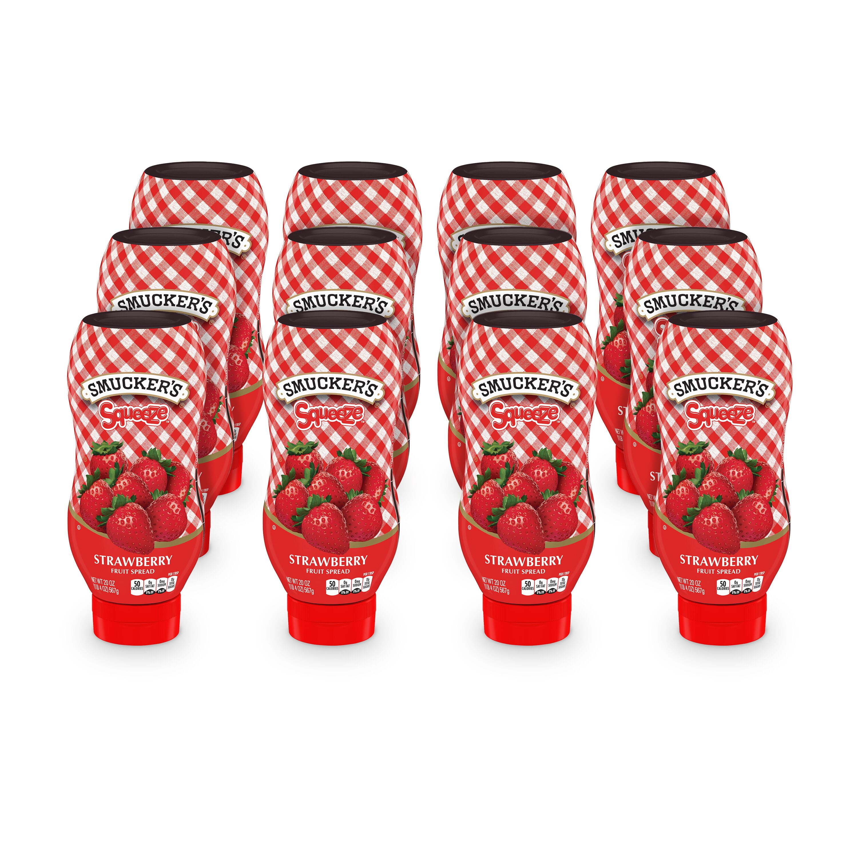 (12 pack) Smucker's Squeeze Strawberry Fruit Spread, 20 oz