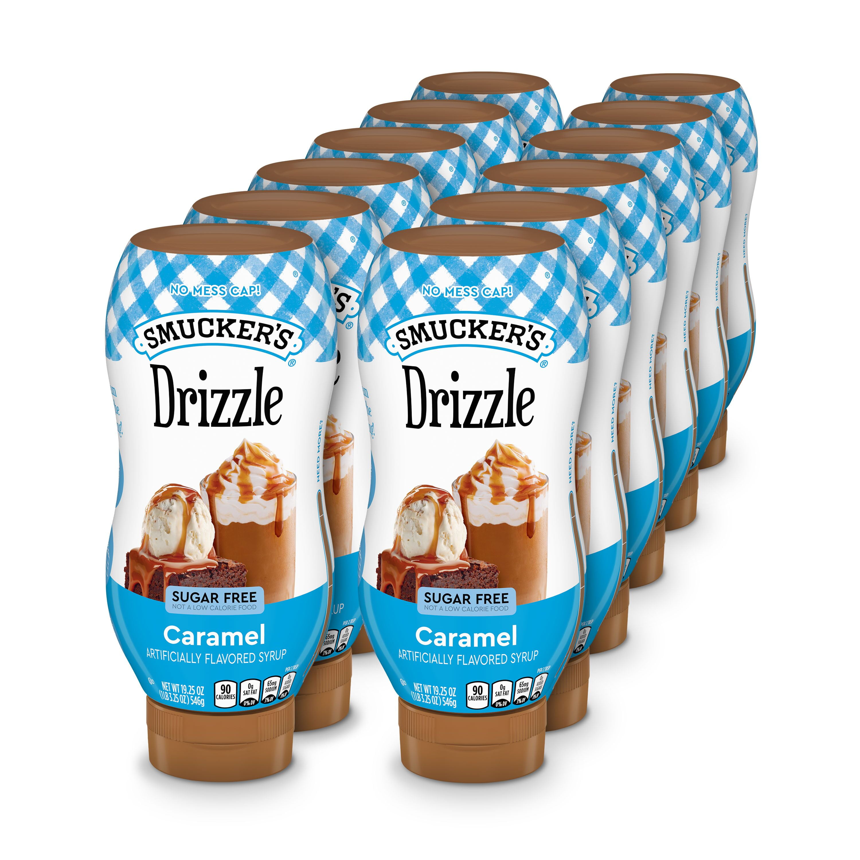 (12 pack) Smucker's Drizzle Sugar Free Caramel Artificially Flavored Syrup, 19.25 oz Squeezable Bottle