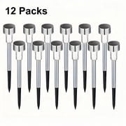 12 pack Solar Pathway Lights , White LED Outdoor Solar Lights IP44 , 11.61" Stainless Steel Garden Stake Lights for Yard, Patio, Driveway
