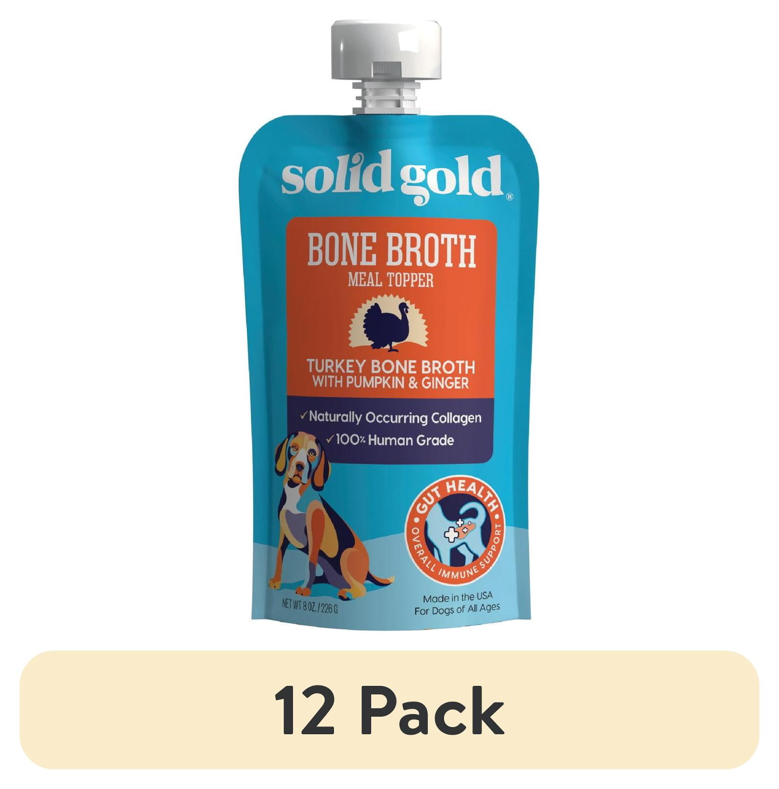 (12 pack) Solid Gold Bone Broth Meal Topper for Dogs, Grain-Free, Turkey Flavor, 8 oz