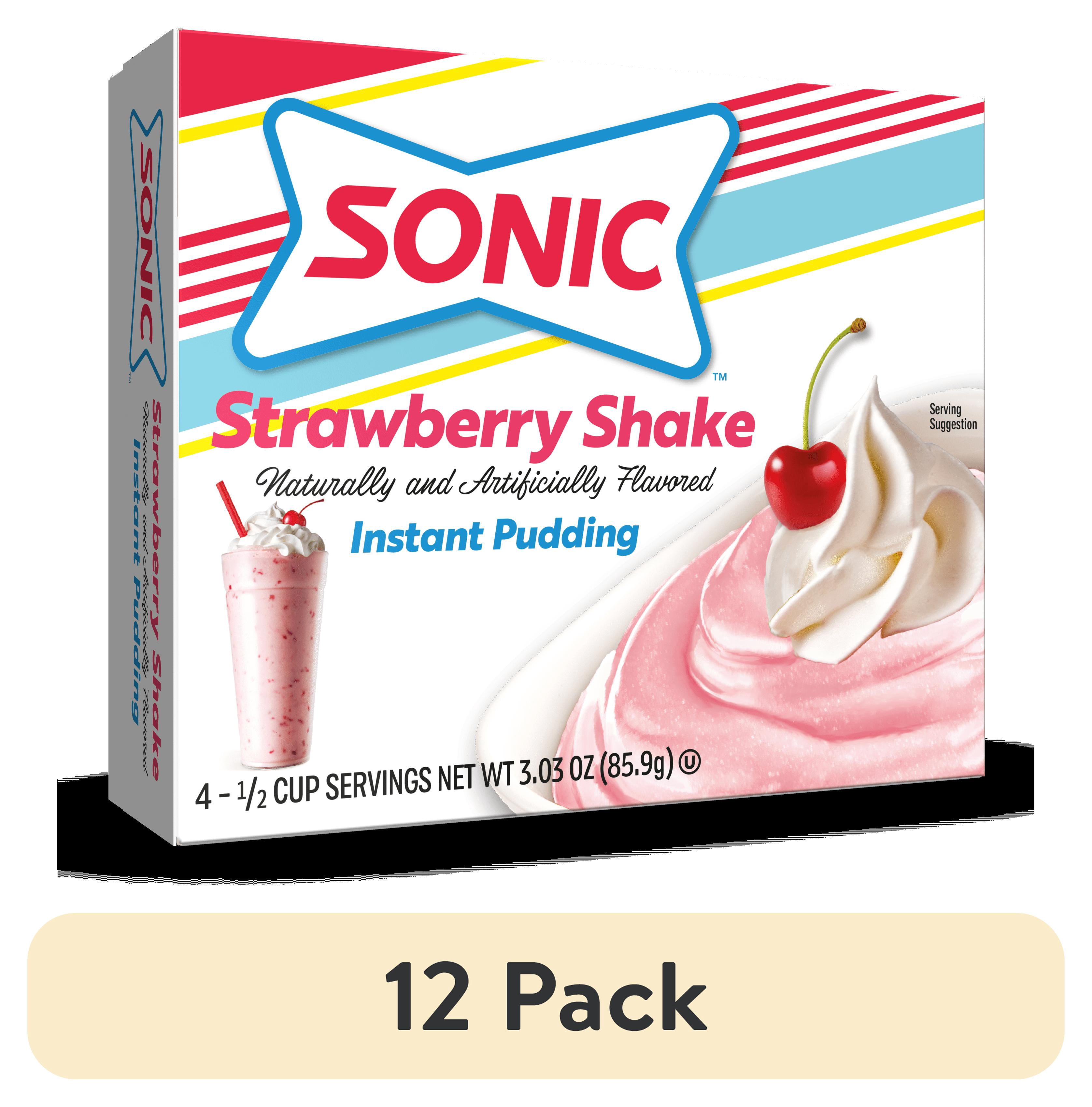 (12 pack) Sonic Strawberry Shake Instant Pudding Mix, 4 Servings, 3.03 oz Cardboard Box