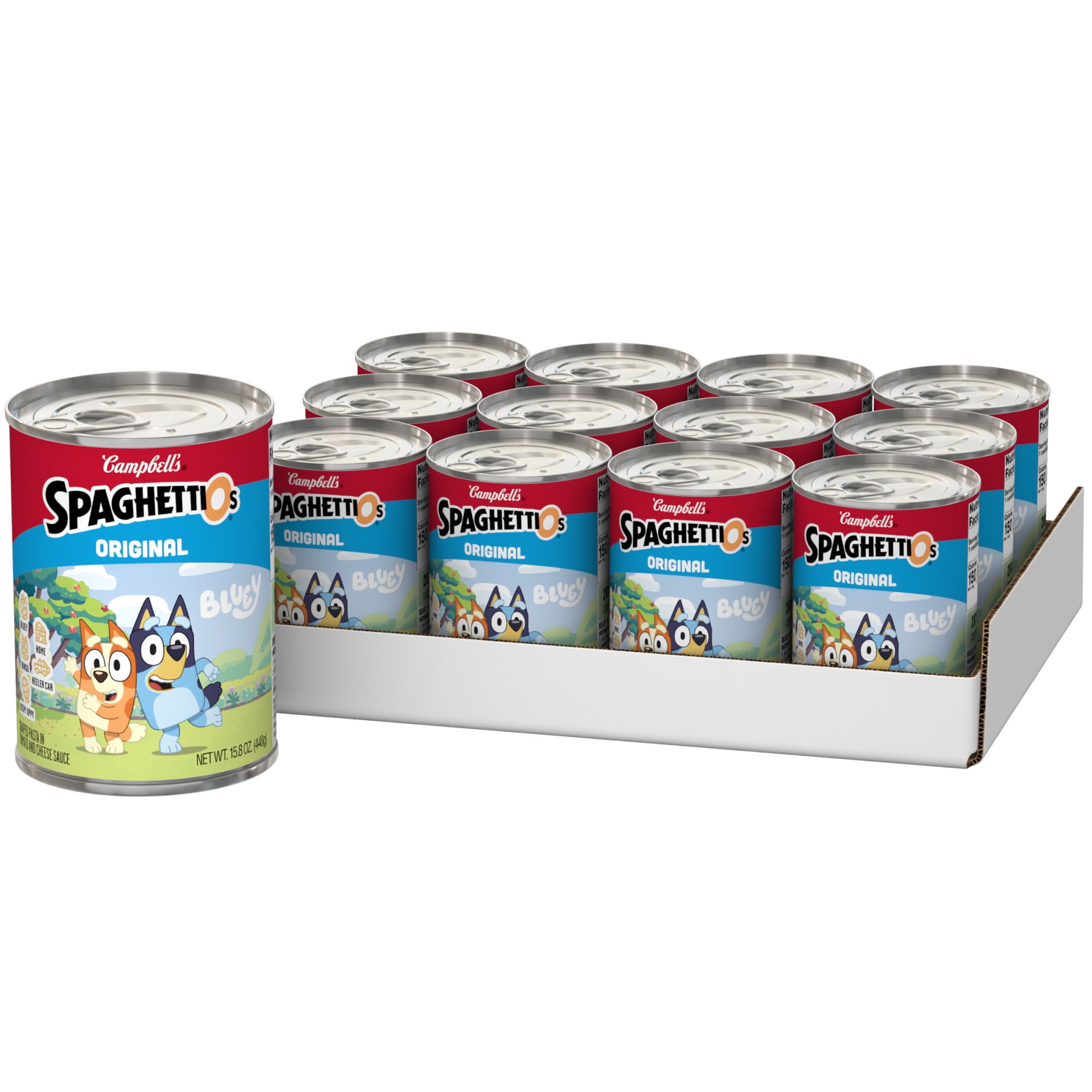 (12 pack) SpaghettiOs Original Bluey Shapes Canned Pasta, 15.8 oz Can