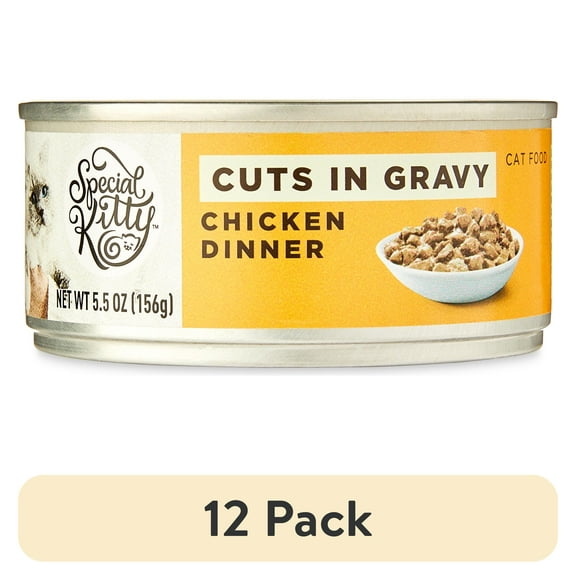 (12 pack) Special Kitty Chicken Dinner Cuts in Gravy Wet Cat Food, 5.5 oz Can