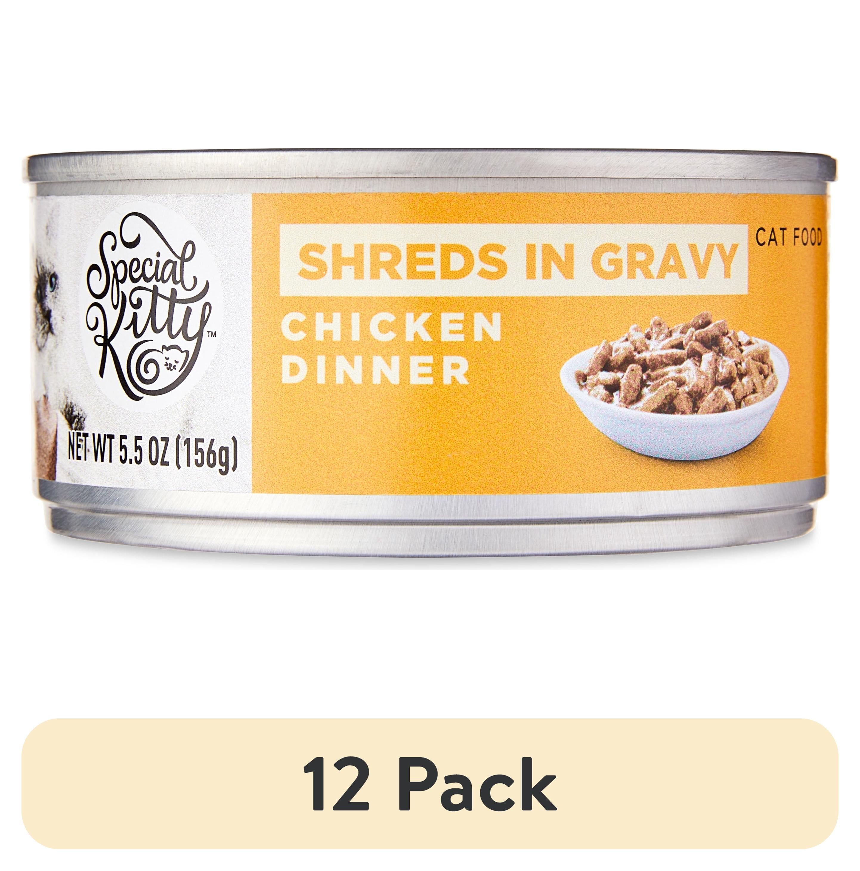 (12 pack) Special Kitty Chicken Dinner Shreds in Gravy Wet Cat Food, 5.5 oz Can