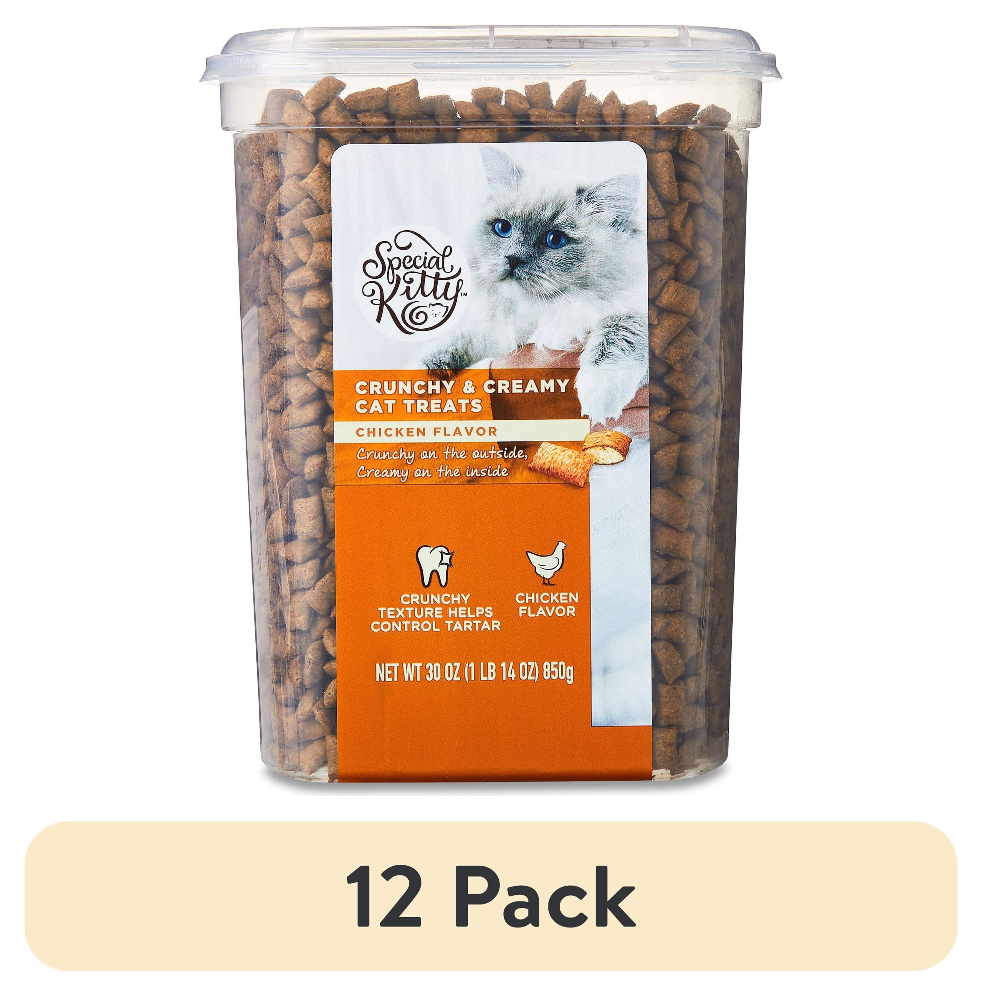 (12 pack) Special Kitty Crunchy & Creamy Dry Cat Treats, Chicken Flavor, 30 oz