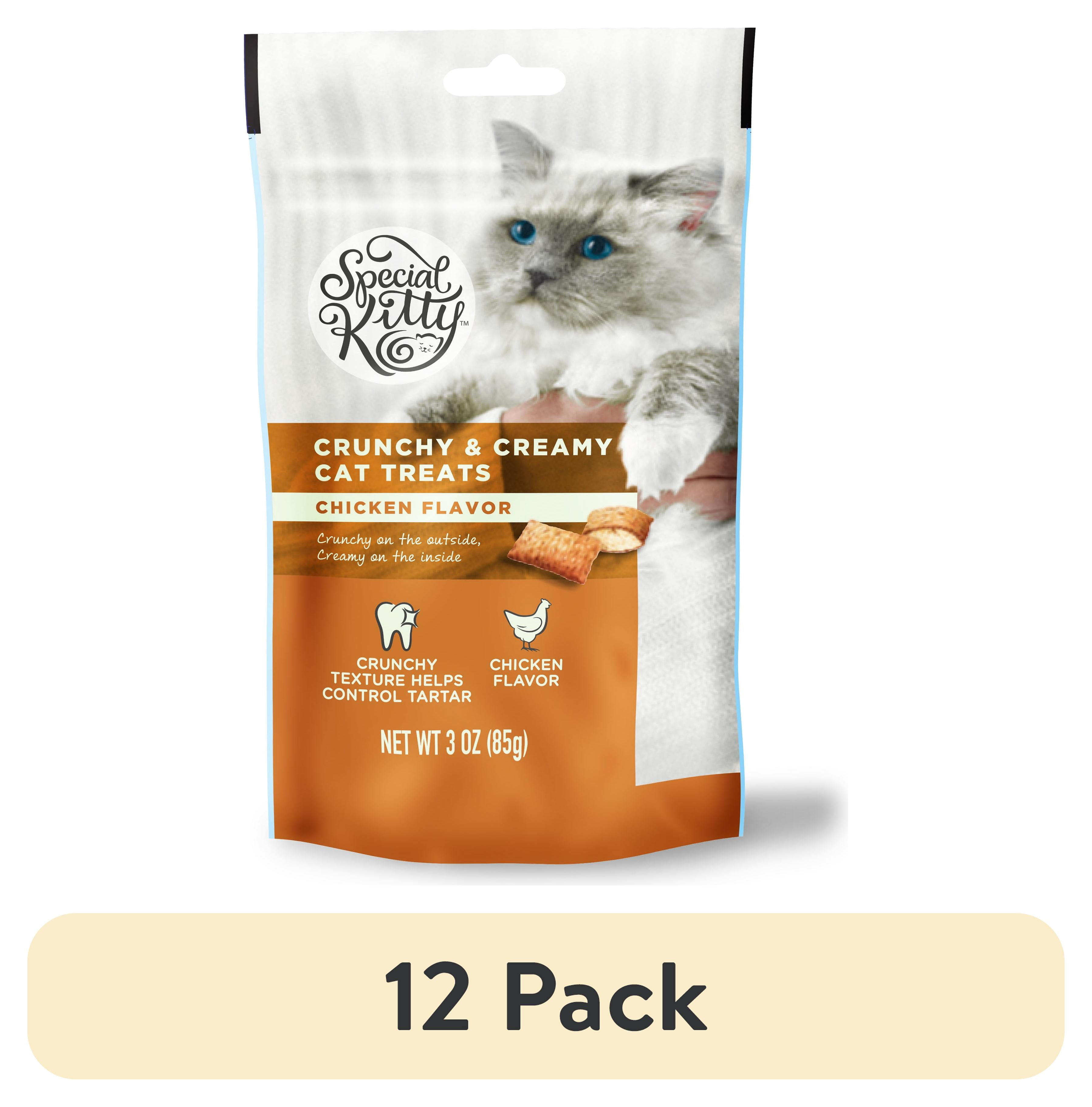 (12 pack) Special Kitty Crunchy and Creamy Cat Treats Chicken Flavor, 3 oz
