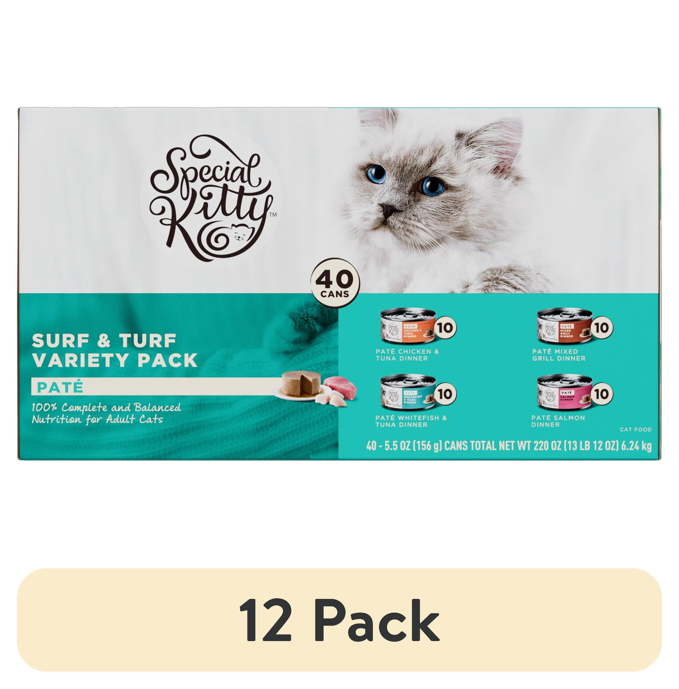 (12 pack) Special Kitty Surf & Turf Pate Wet Cat Food Variety Pack, 5.5 oz Cans, 40 Pack