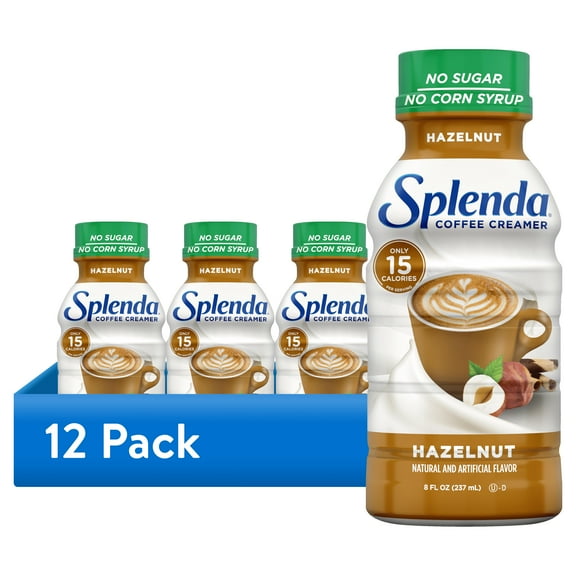 (12 pack) Splenda Sugar Free, Low Calorie Hazelnut Coffee Creamer, 8 fl Ounce Bottle