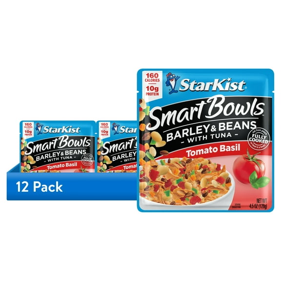 (12 pack) StarKist Smart Bowls Tomato Basil with Tuna, Barley and Beans, 4.5 oz Pouch
