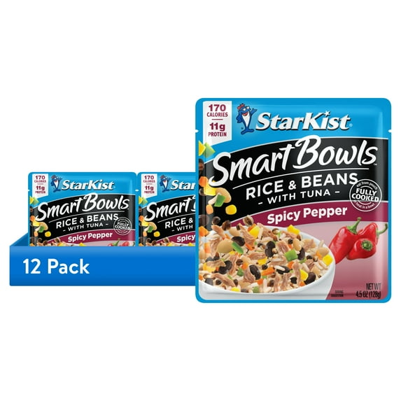 (12 pack) StarKist Smart Bowls Spicy Pepper Rice and Beans with Tuna, 11g Protein, 4.5 oz Pouch