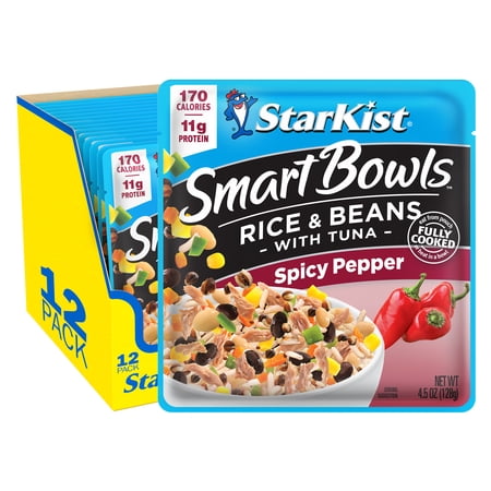 (12 pack) StarKist Smart Bowls Tuna Rice & Beans Spicy Pepper, 11g Protein, 4.5 oz Pouch