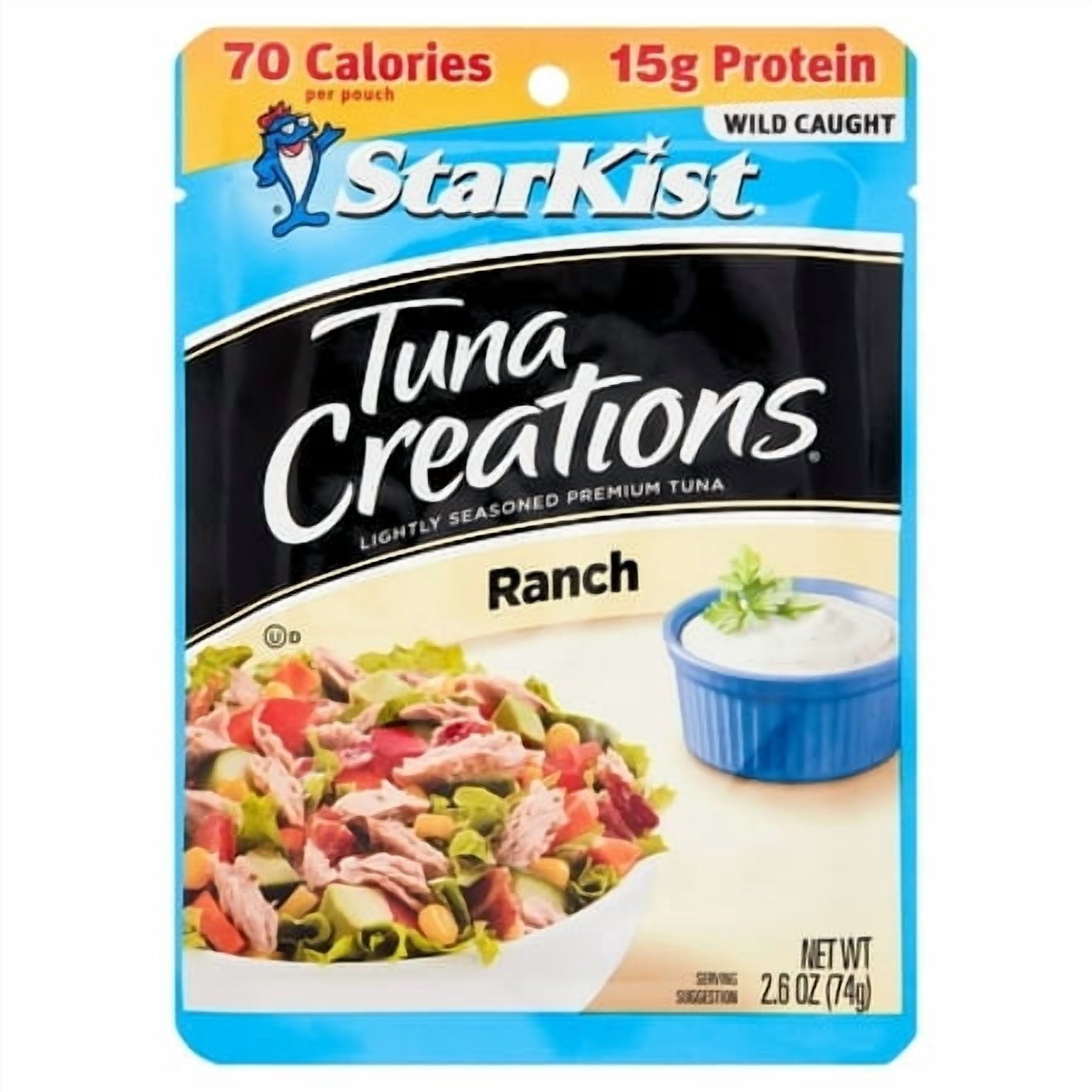 (12 pack) StarKist Tuna Creations, Ranch, Wild Caught, 15g Protein, 2.6 oz Pouch