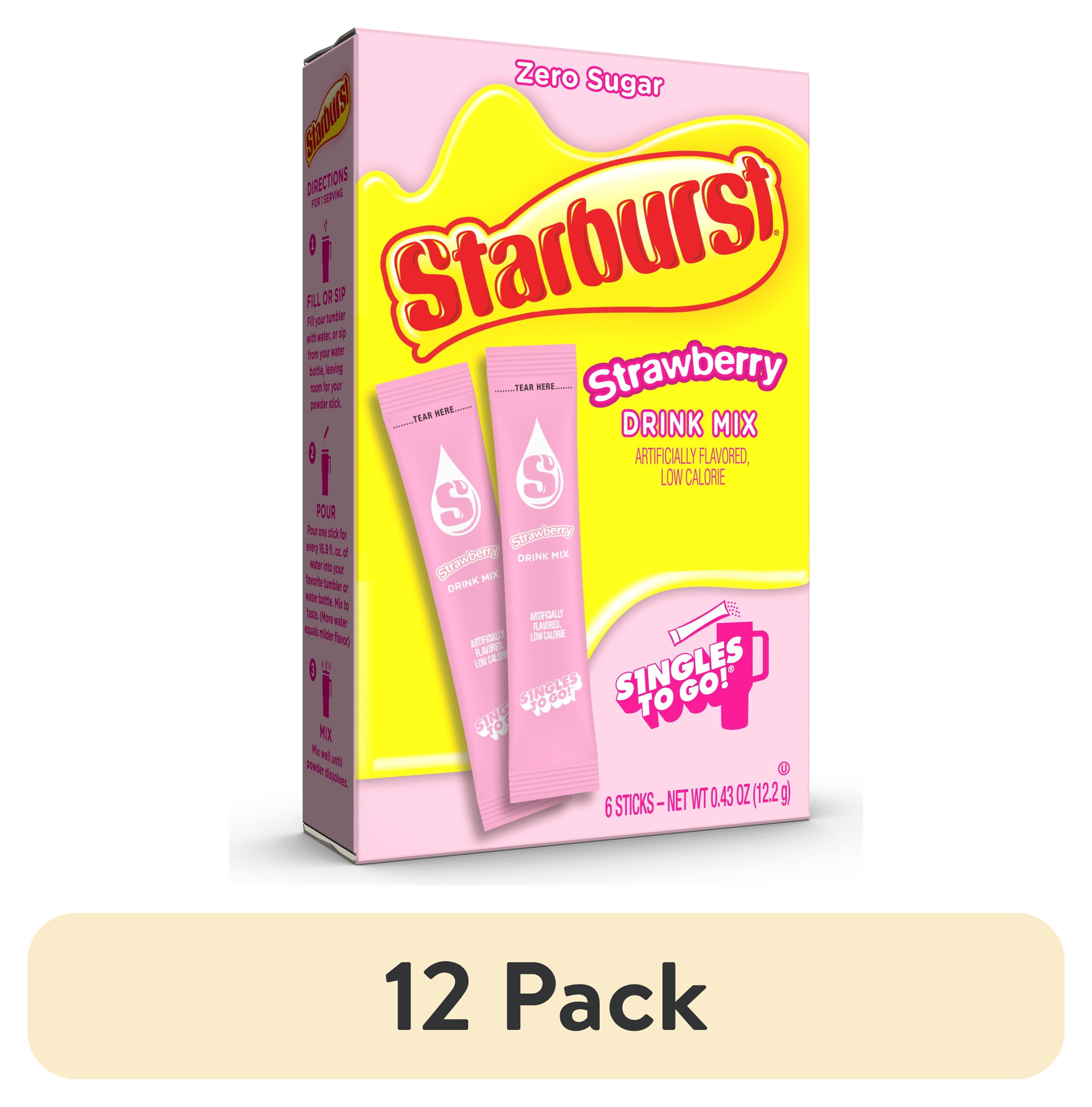 (12 pack) Starburst Zero Sugar Singles-to-Go Powdered Drink Mix All Pink Strawberry 6 Count Packets
