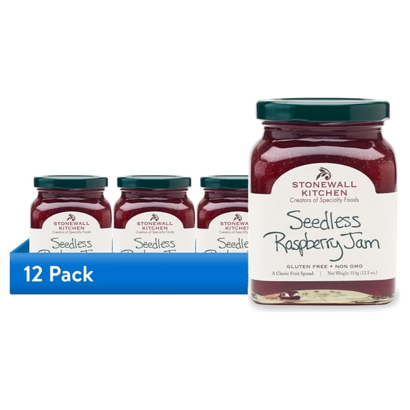 (12 pack) Stonewall Kitchen, non GMO, Seedless Raspberry Jam, 12.5 oz. Jar