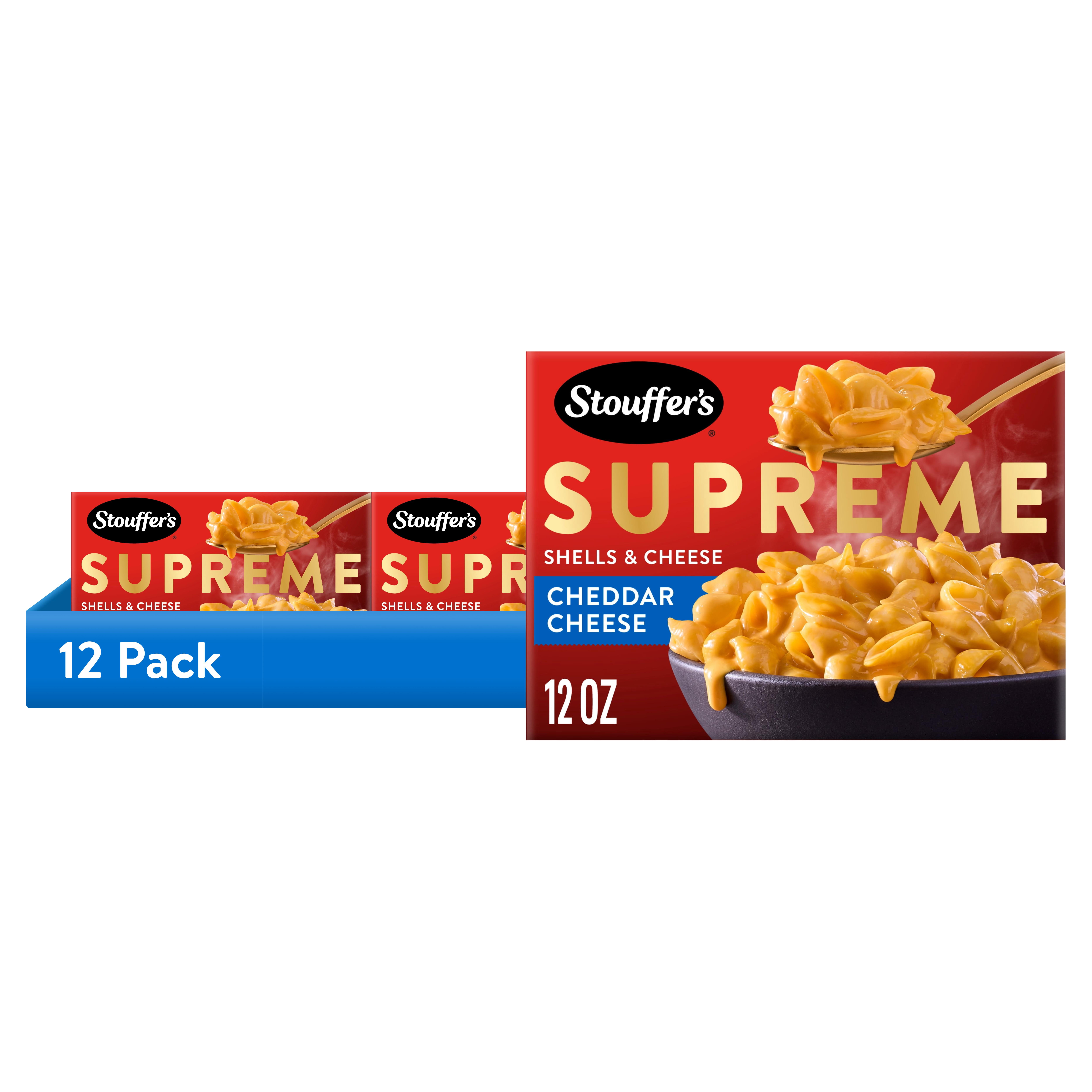 (12 pack) Stouffer’s Macaroni and Cheese Meal, Supreme Shells and Cheese, Cheddar Cheese Sauce, Boxed Mac and Cheese Pasta Dinner Kit, 12 oz