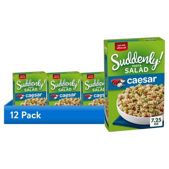 (12 pack) Suddenly Pasta Salad Caesar with Red Peppers & Croutons, 7.25 oz Box