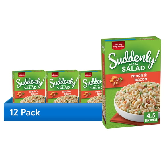 (12 pack) Suddenly Salad Ranch & Bacon Pasta Salad Mix with Vegetable Blend & Seasoning, 7.5 oz Box