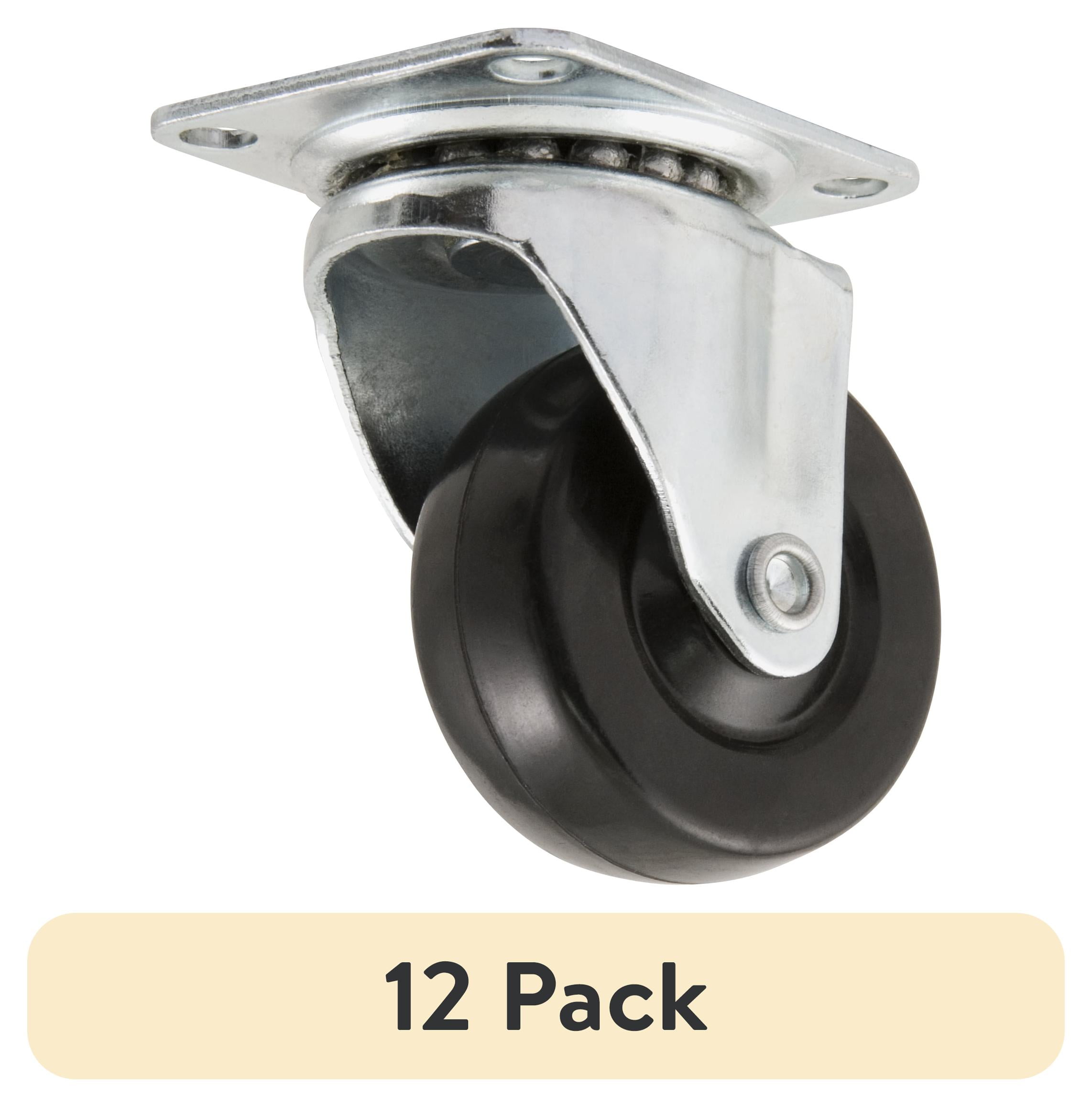 (12 pack) Super Sliders 2" Swivel Plate Caster with Rubber Wheel, Rolls on Carpet or Hard Surfaces - 1-Pack