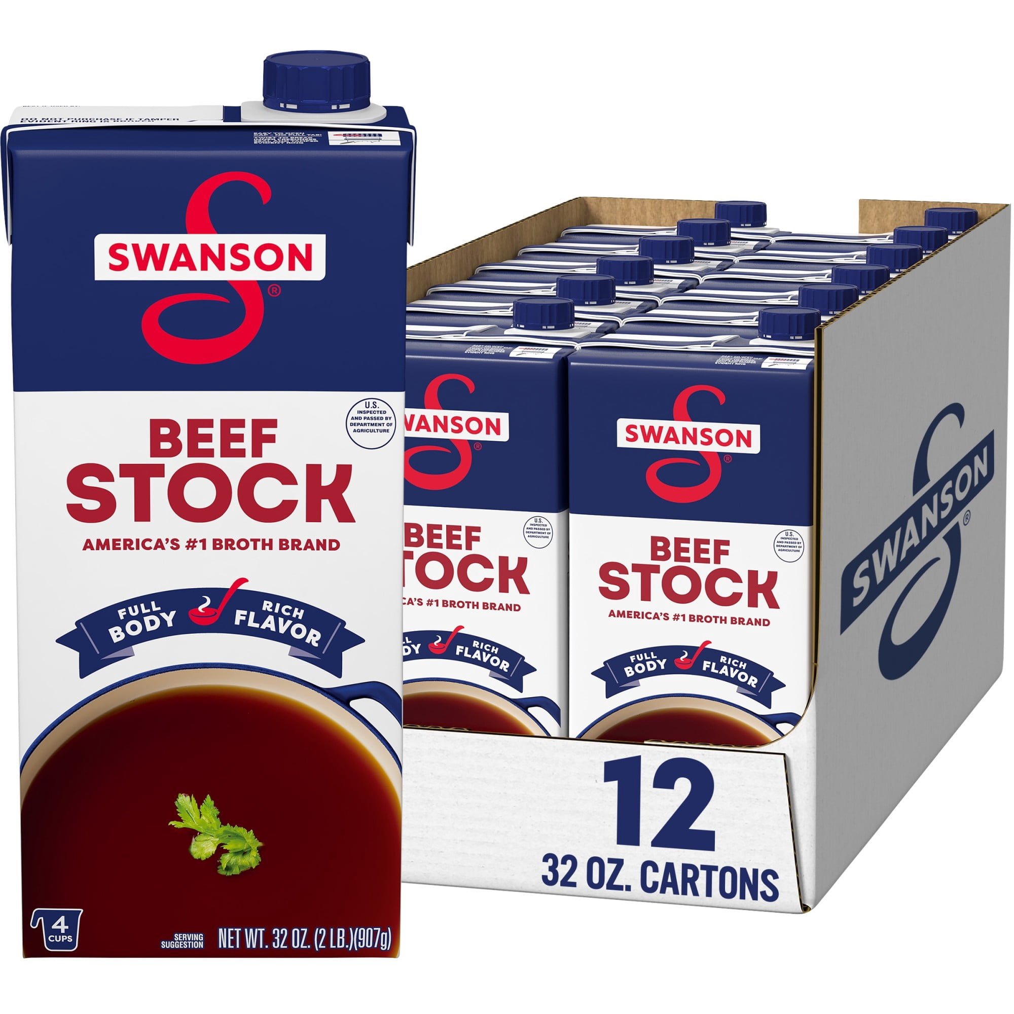 (12 pack) Swanson Beef Stock, 32 oz Carton