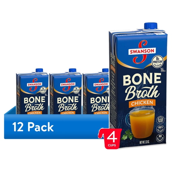 (12 pack) Swanson Chicken Bone Broth, 32 oz Carton