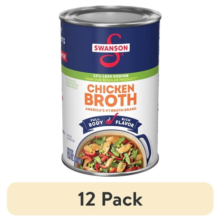 (12 pack) Swanson 33% Less Sodium Chicken Broth, 14.5 oz Can