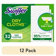 12 pack Swiffer Sweep + Mop, Dry Pads Refill, Floor Cleaner, Cleaning Cloths, Unscented, 32 Count