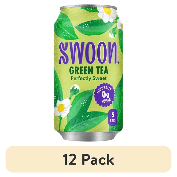 (12 pack) Swoon Zero Sugar Perfectly Sweet Green Tea, 5 Calories, Sugar Free, 12 oz Can