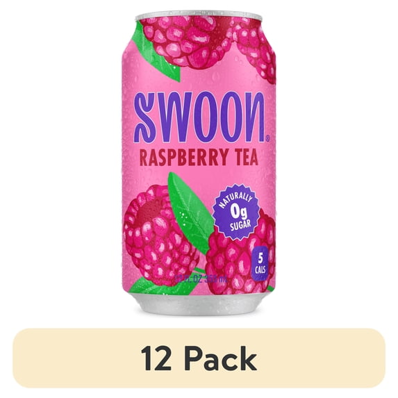 (12 pack) Swoon Zero Sugar Raspberry Iced Tea, 5 Calories, Sugar Free, 12 fl oz Can