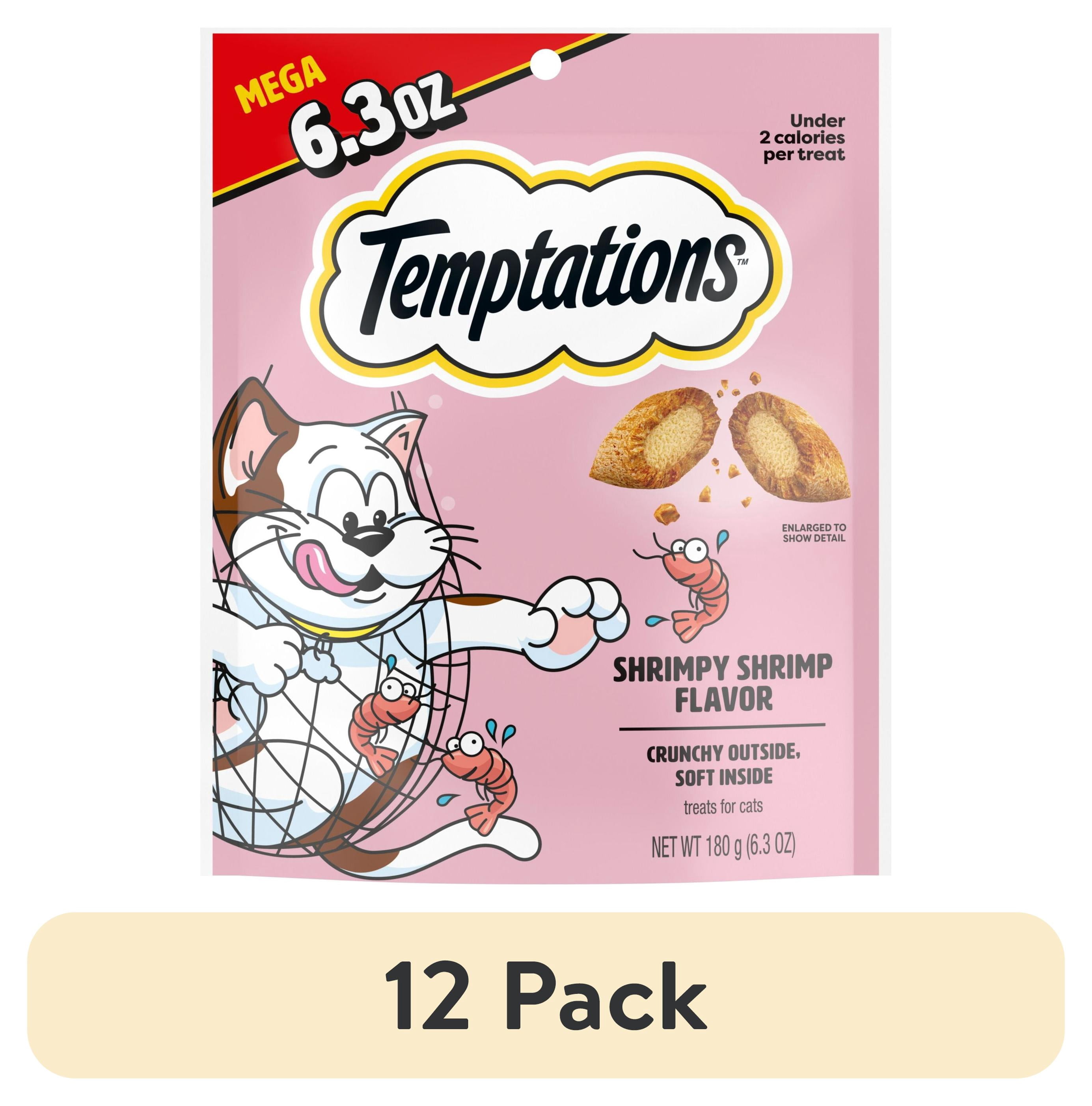 TEMPTATIONS, Cat Treats, 6.35 oz Pouch, Shrimp Flavor Crunchy and