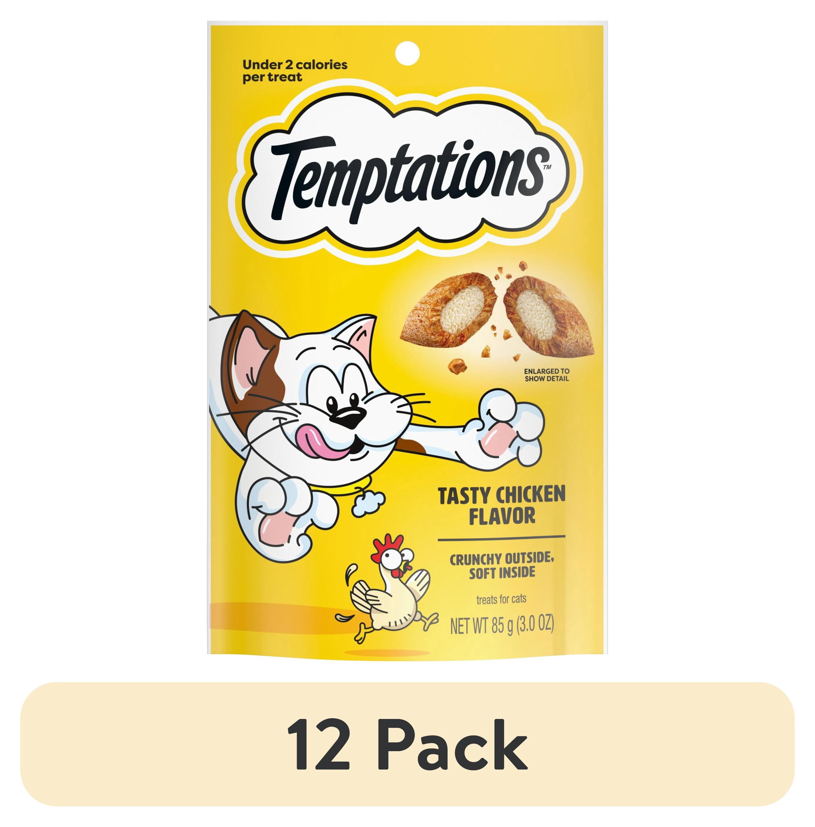 (12 pack) Temptations Classic Tasty Chicken Flavor Crunchy And Soft Treats For Cats, 3 Oz Pouch