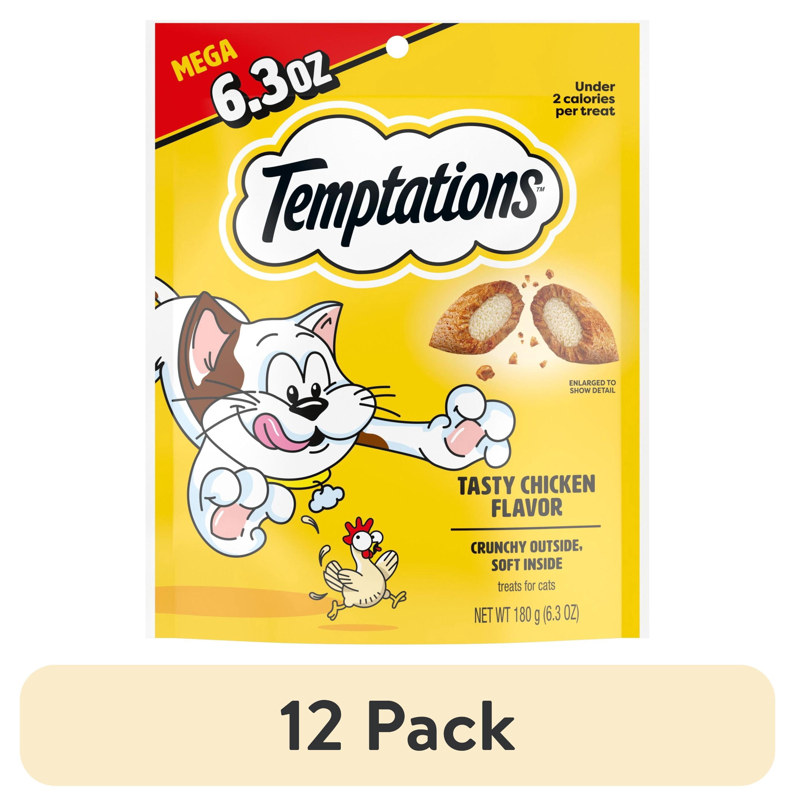 (12 pack) Temptations Classic Tasty Chicken Flavor Crunchy And Soft Treats For Cats, 6.3 Oz Pouch