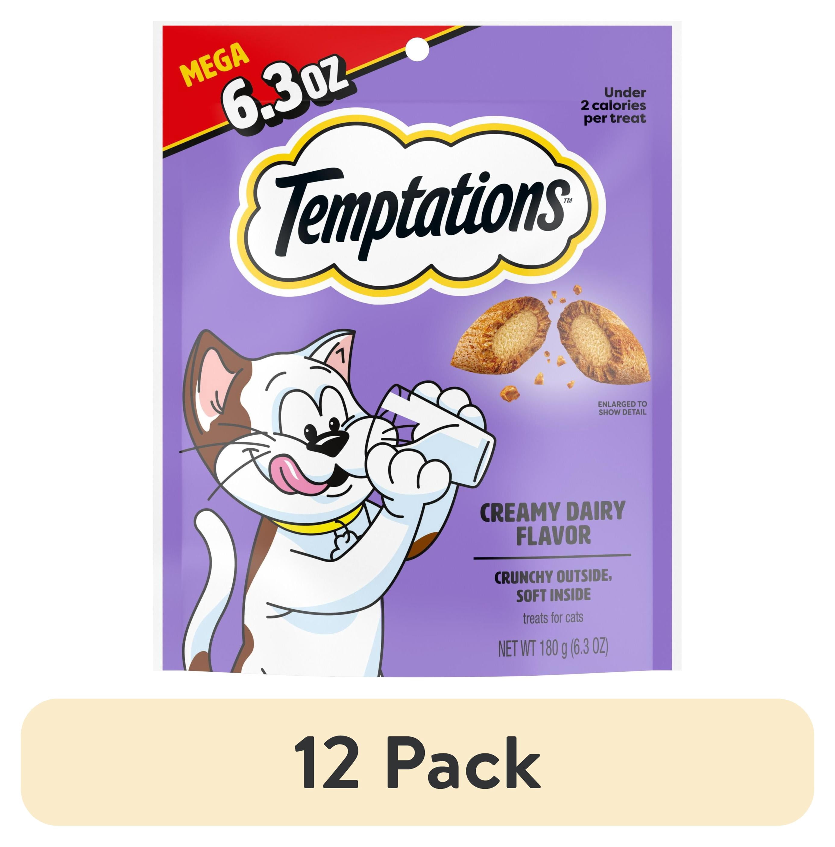 (12 pack) Temptations Classic Creamy Dairy Flavor Crunchy And Soft Treats For Cats, 6.3 Oz Pouch