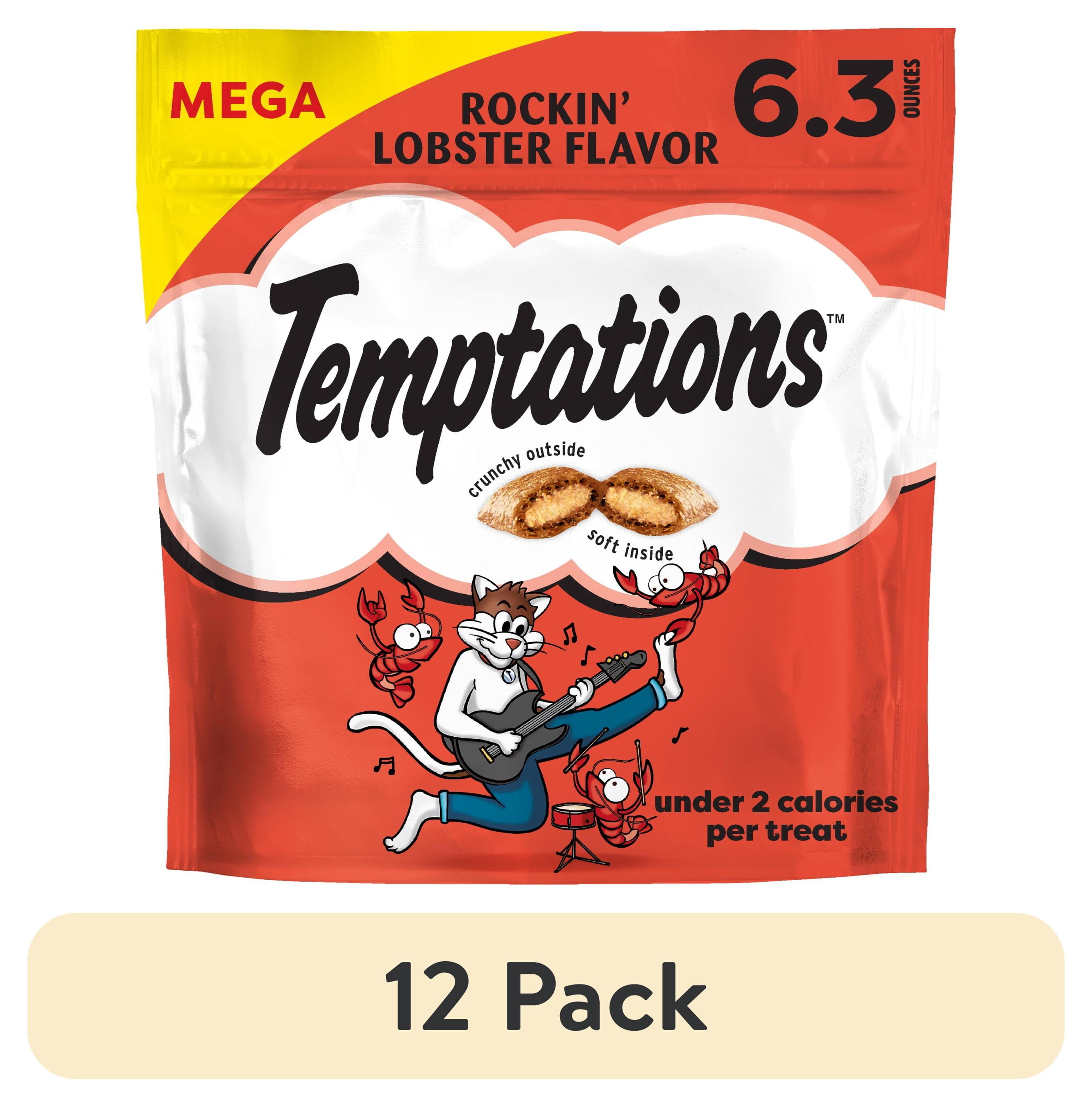 (12 pack) Temptations Classic Rockin' Lobster Flavor Crunchy & Soft Cat Treats, 6.3 oz Pouch