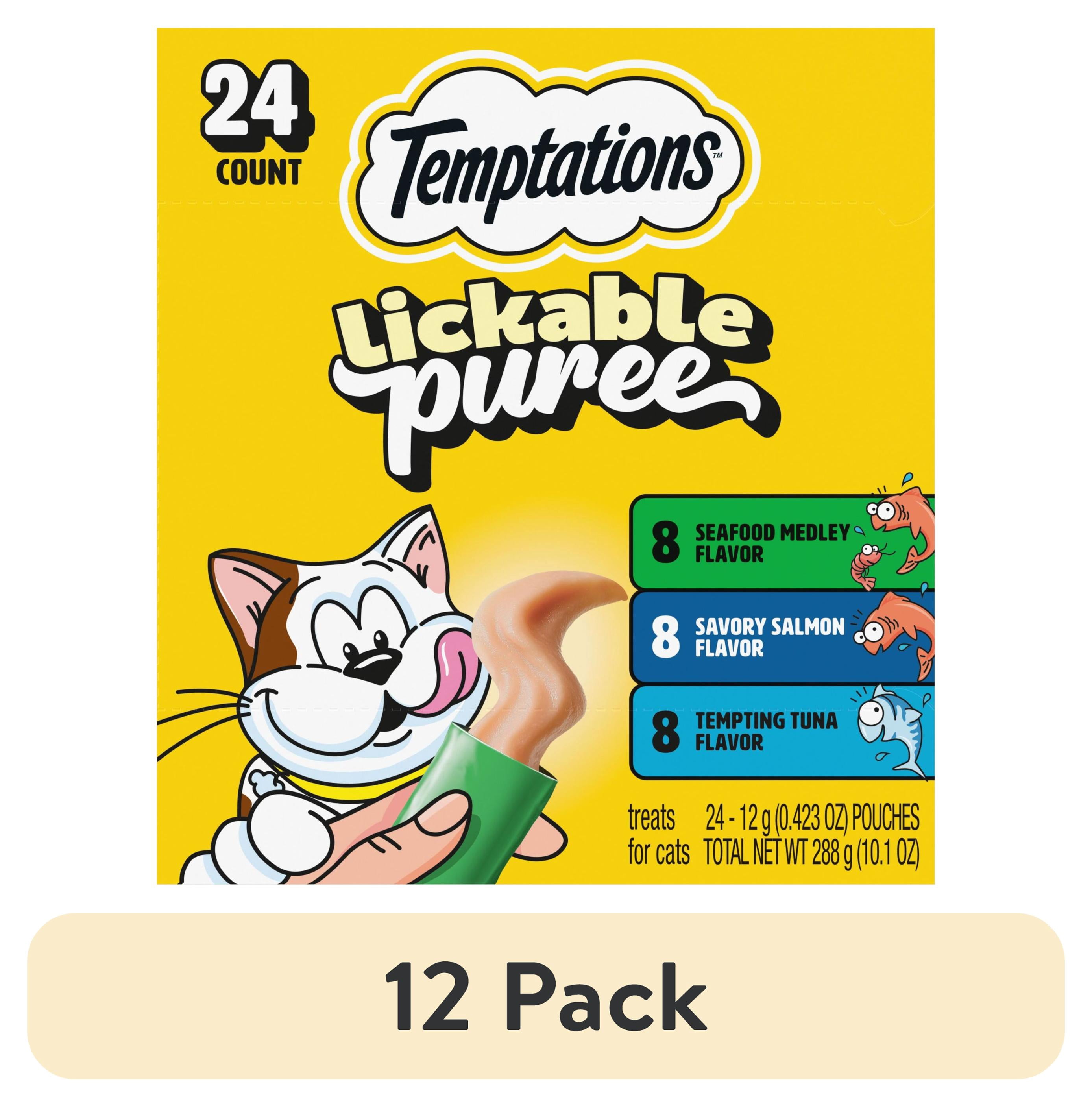 (12 pack) Temptations Creamy Puree Mix-Ups Variety Pack Lickable Cat Treats, 0.42 oz Tubes, 24 pk
