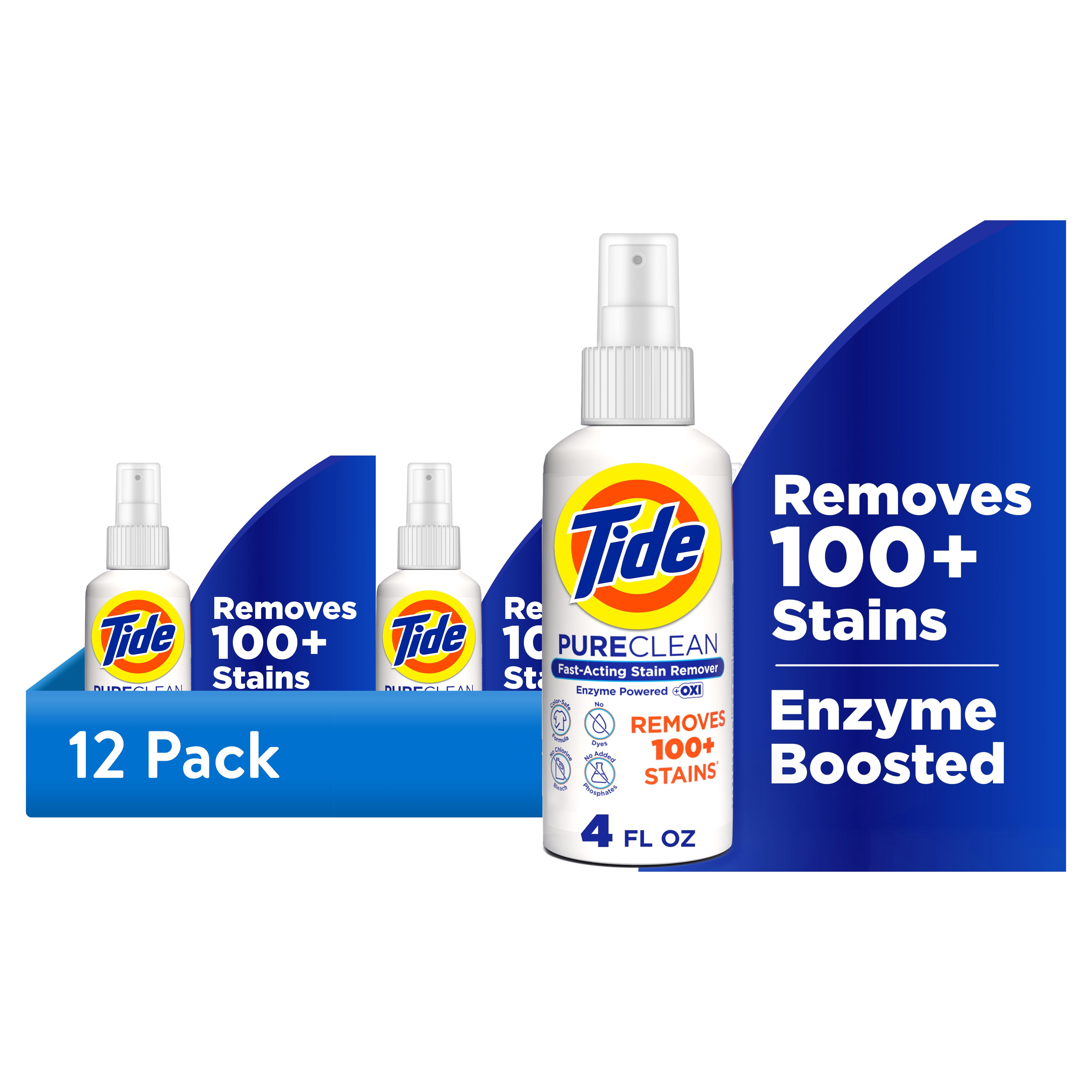 (12 pack) Tide PureClean Stain Remover, Enzyme Powered, With OXI, Fast-Acting and Color-Safe Formula, 4 fl oz