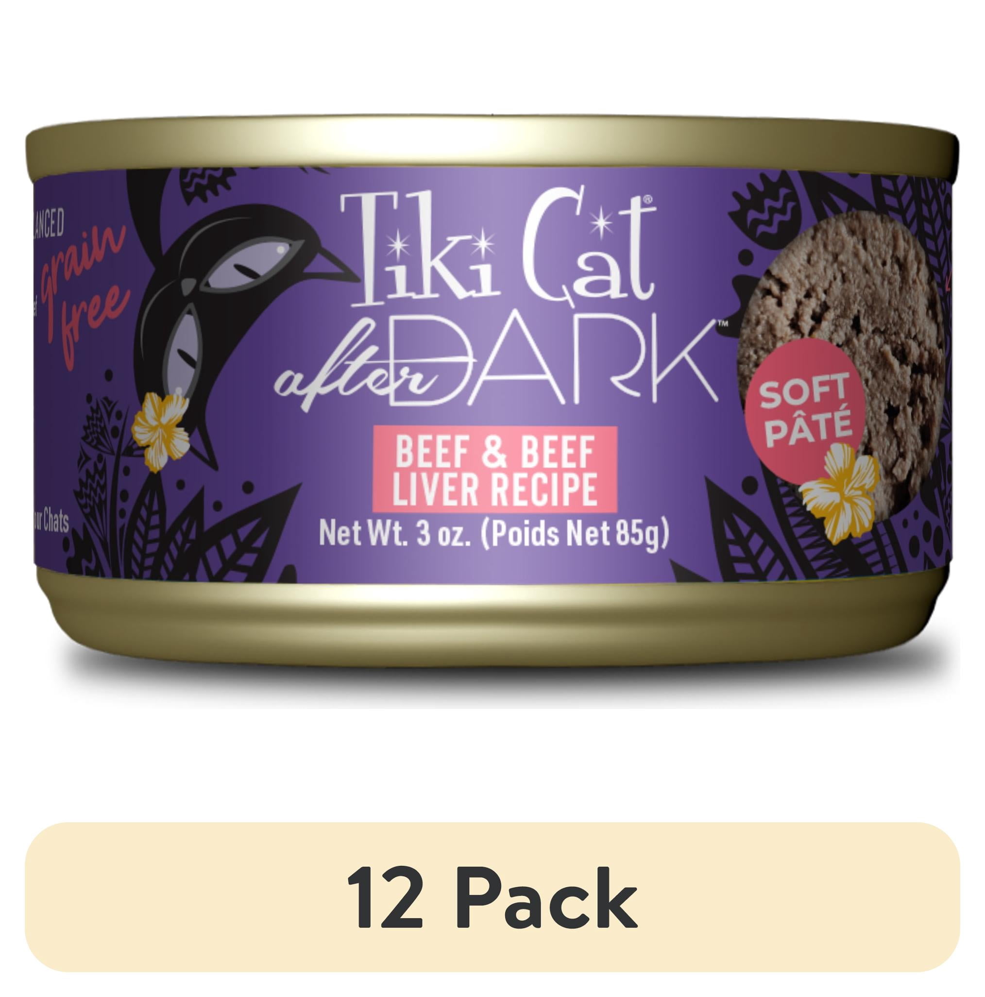 (12 pack) Tiki Cat After Dark Pate Wet Cat Food, Beef & Beef Liver, 3 oz. Can