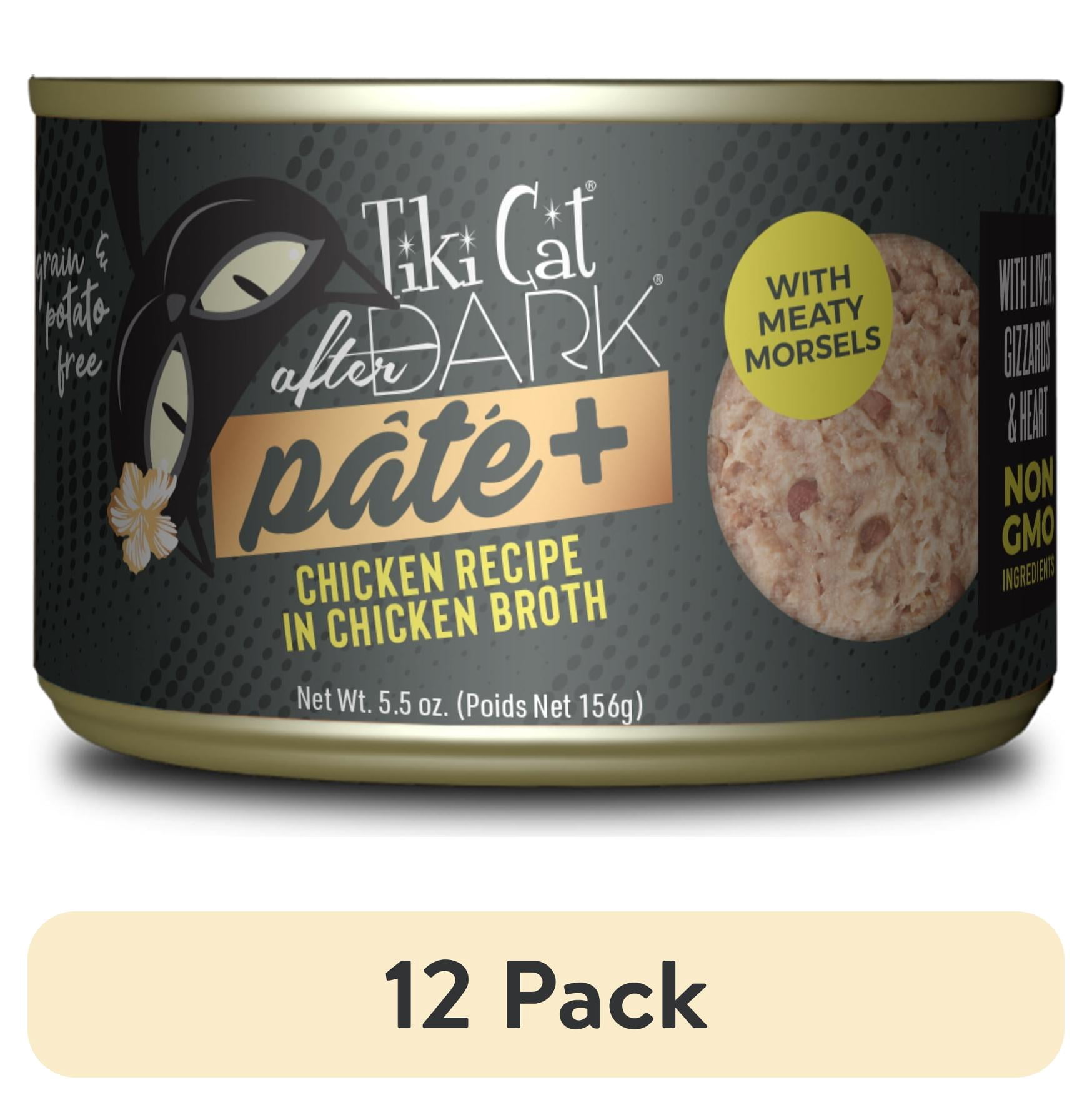 (12 pack) Tiki Cat After Dark Pate+ Wet Cat Food, Chicken, 5.5 oz. Can