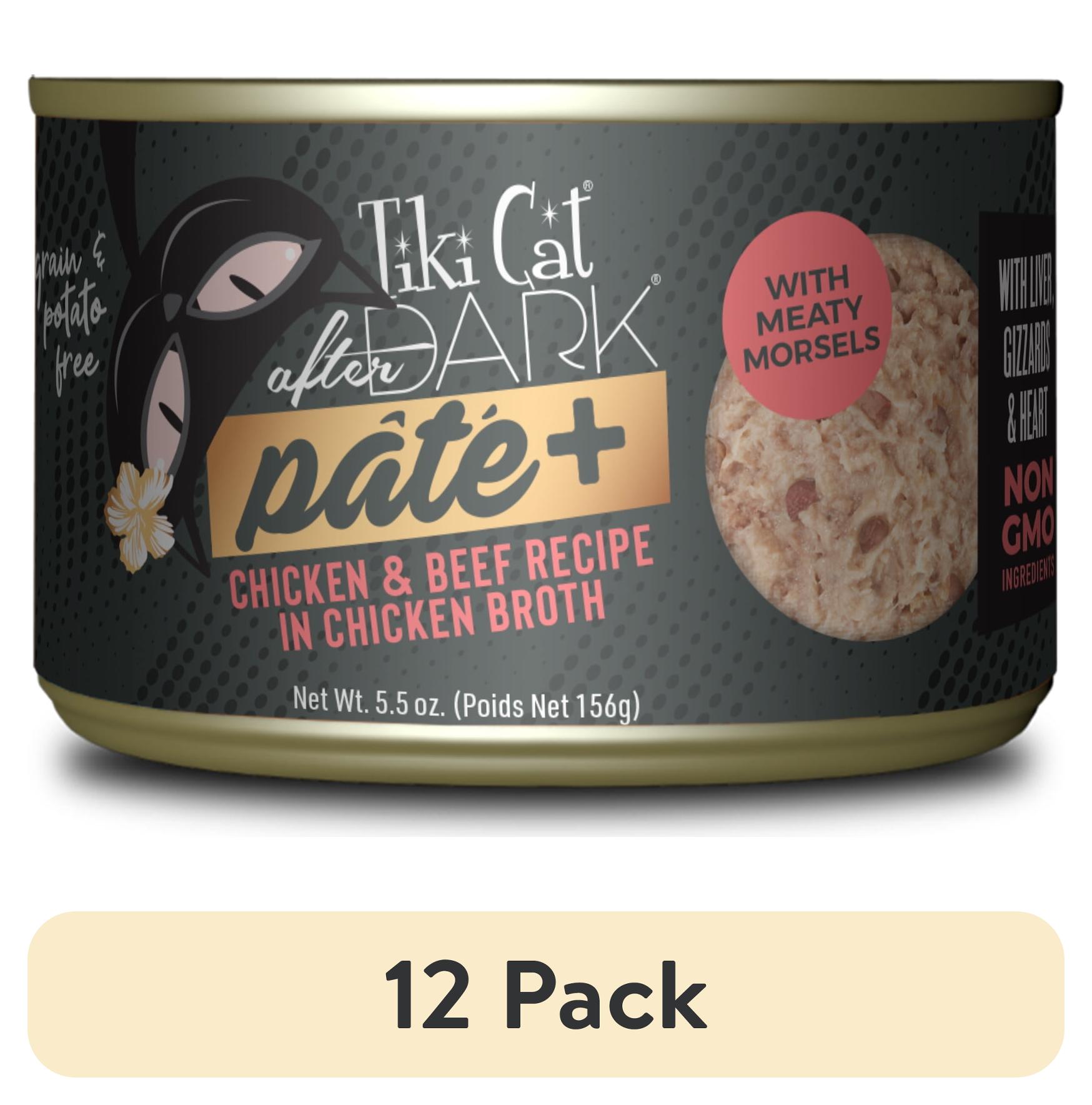 (12 pack) Tiki Cat After Dark Pate+ Wet Cat Food, Chicken & Beef, 5.5 oz. Can