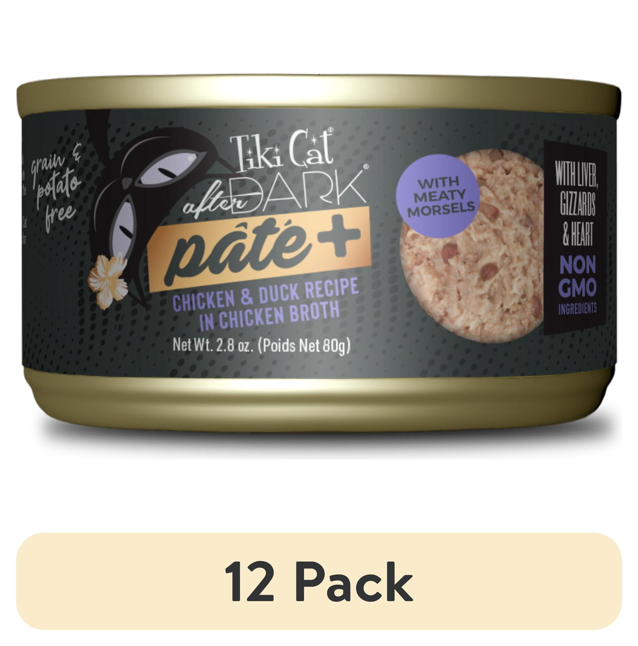 (12 pack) Tiki Cat After Dark Pate+ Wet Cat Food Chicken & Duck 2.8 oz. Can