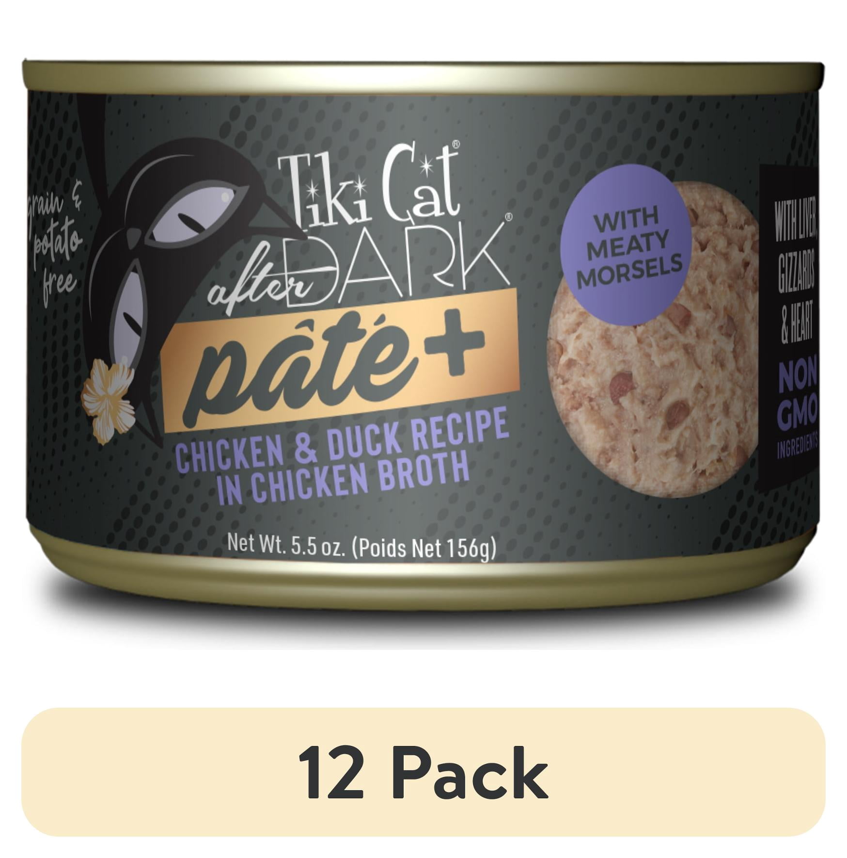 (12 pack) Tiki Cat After Dark Pate+ Wet Cat Food, Chicken & Duck, 5.5 oz. Can