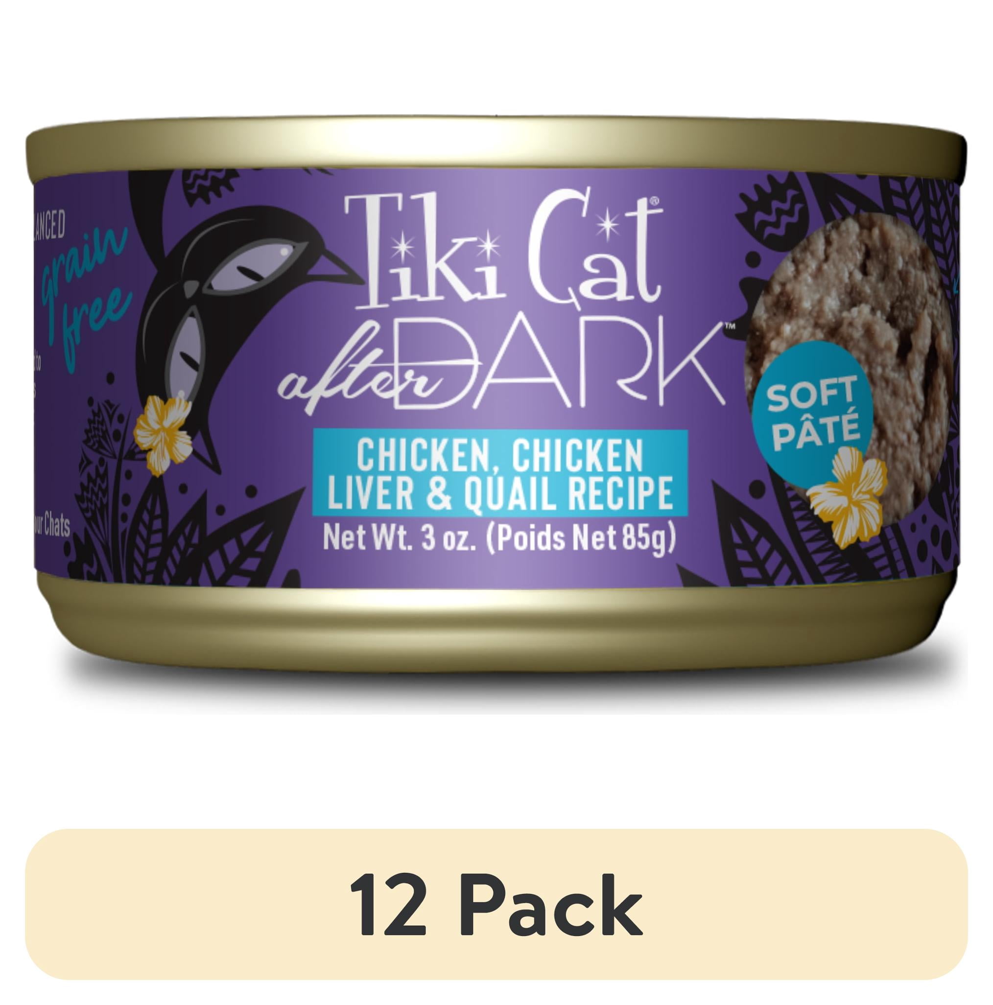 (12 pack) Tiki Cat After Dark Pate Wet Cat Food, Chicken & Quail, 3 oz. Can