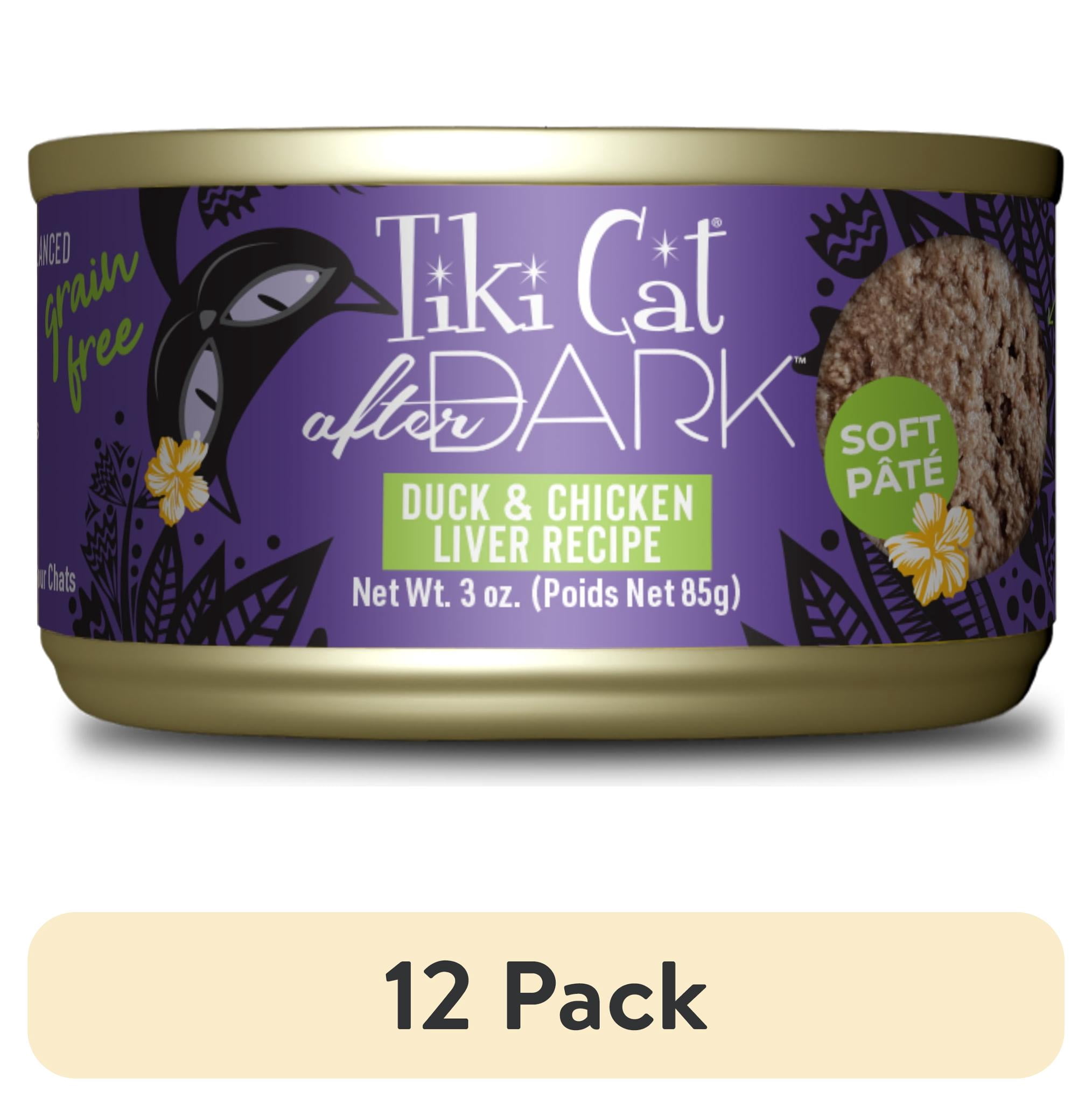 (12 pack) Tiki Cat After Dark Pate Wet Cat Food, Duck & Chicken Liver, 3 oz. Can