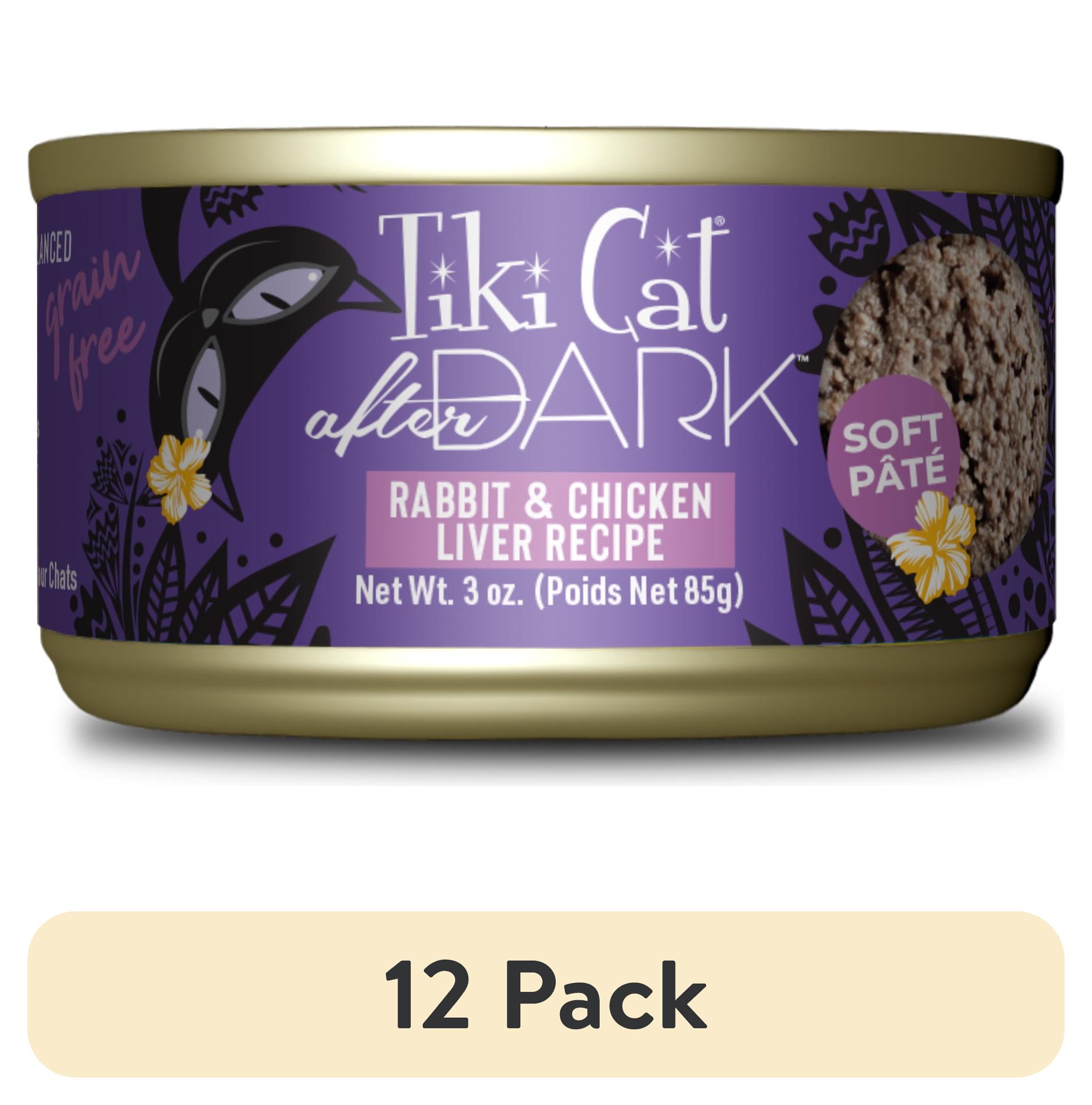(12 pack) Tiki Cat After Dark Pate Wet Cat Food, Rabbit & Chicken Liver, 3 oz. Can