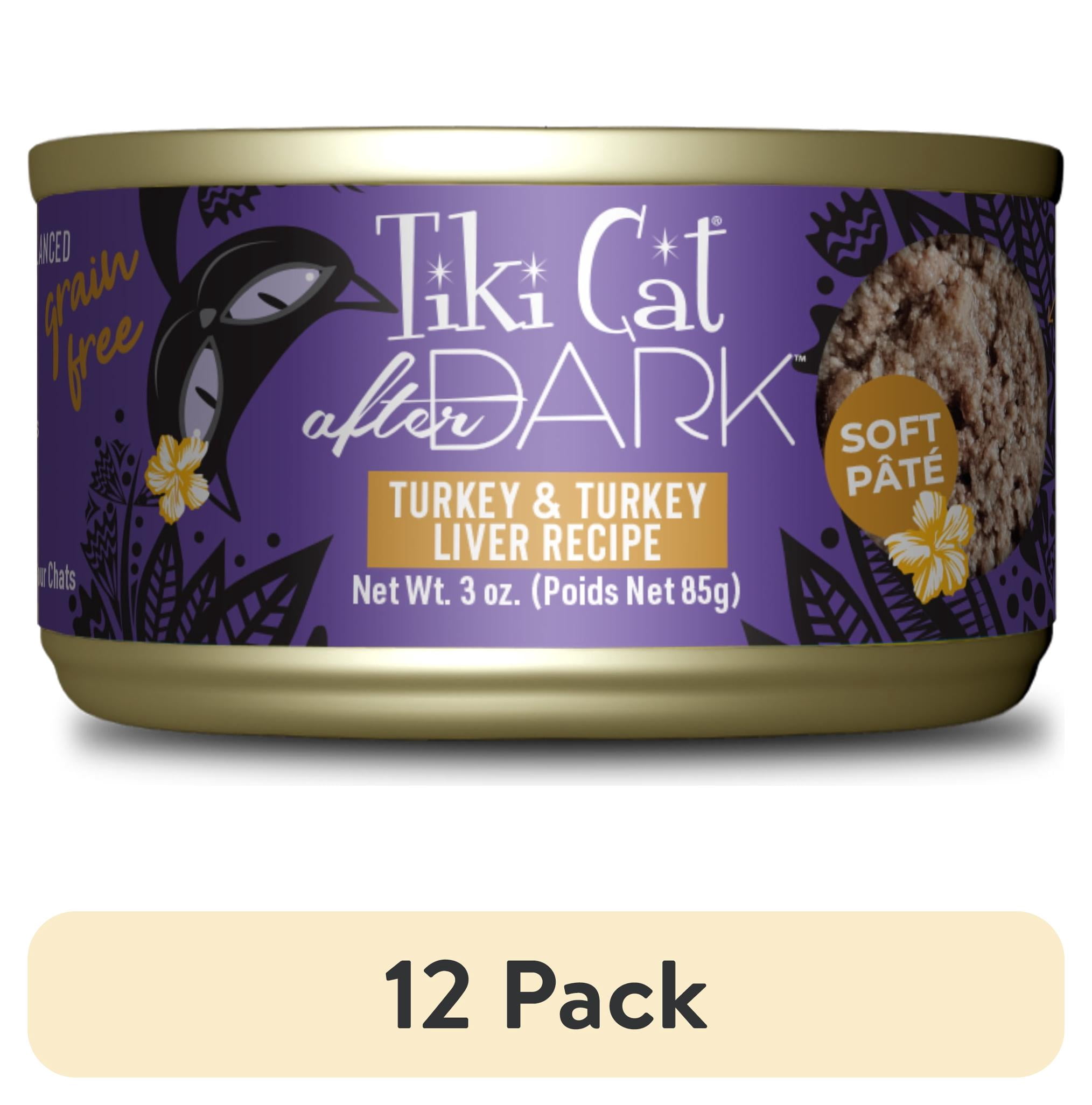 (12 pack) Tiki Cat After Dark Pate Wet Cat Food, Turkey & Turkey Liver, 3 oz. Can