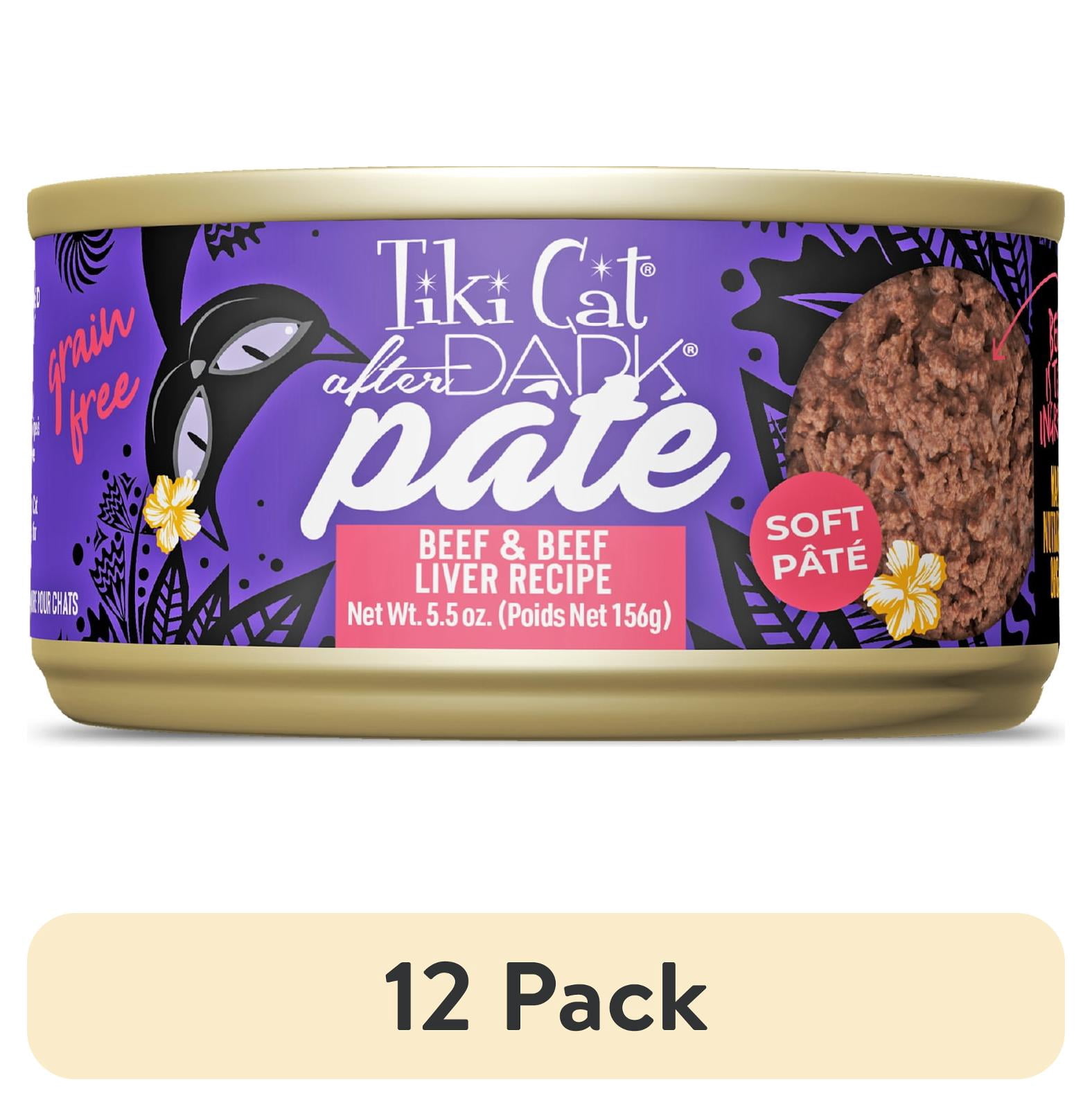 (12 pack) Tiki Cat After Dark Soft Pate Wet Cat Food, Beef & Beef Liver Recipe, 5.5 oz. Can