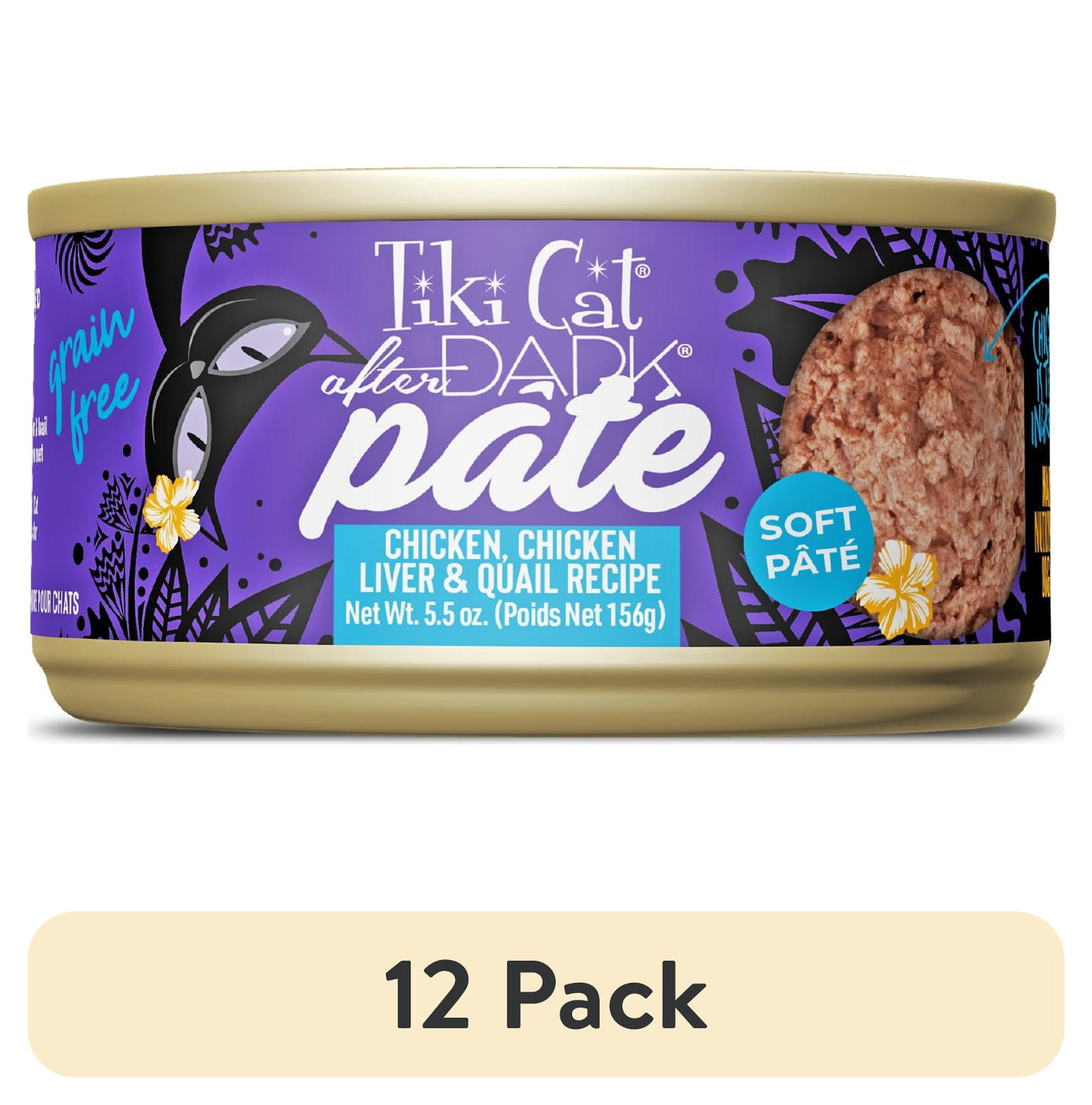(12 pack) Tiki Cat After Dark Soft Pate Wet Cat Food, Chicken, Chicken Liver & Quail Recipe, 5.5 oz. Can