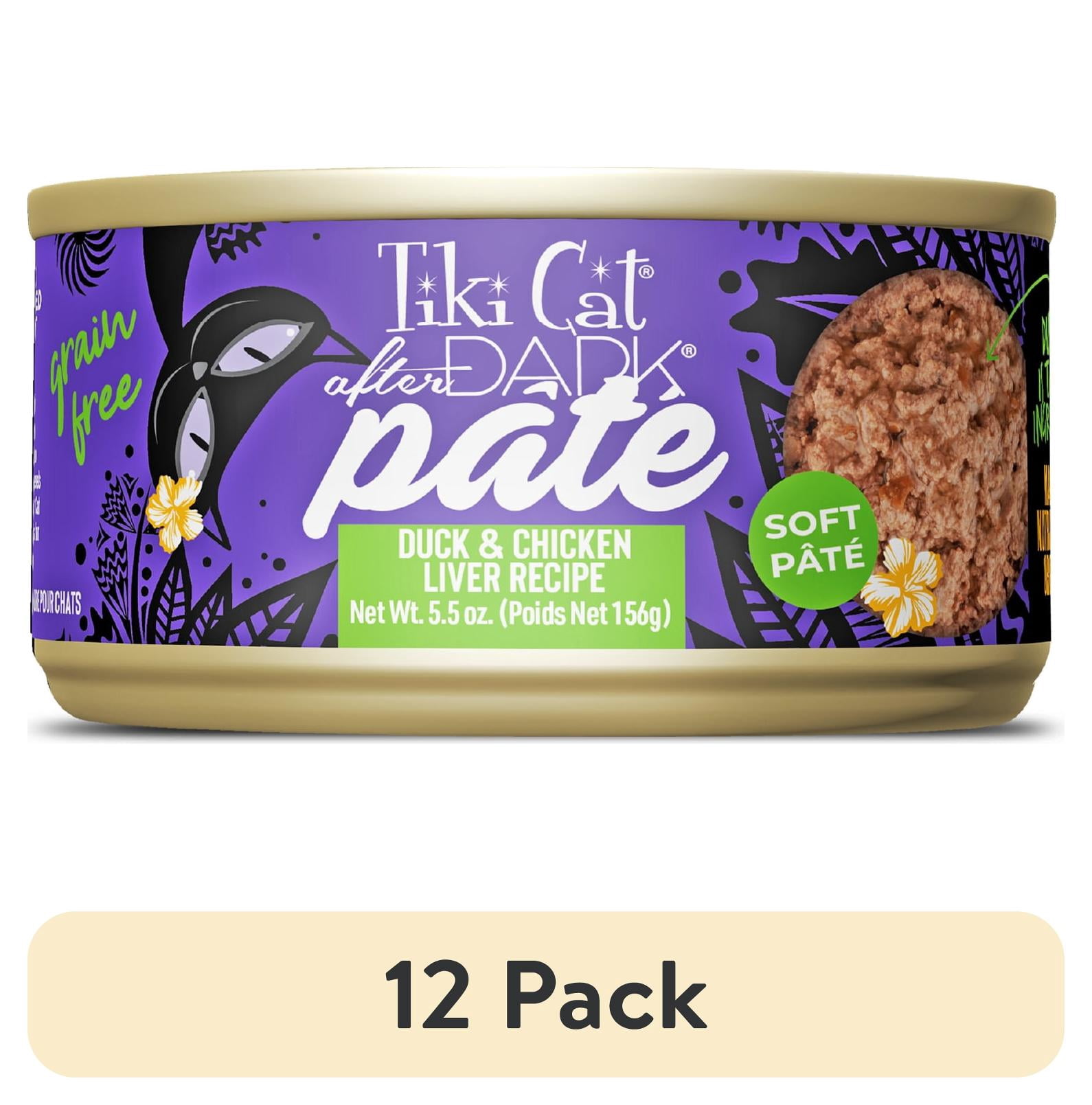 (12 pack) Tiki Cat After Dark Soft Pate Wet Cat Food, Duck & Chicken Liver Recipe, 5.5 oz. Can