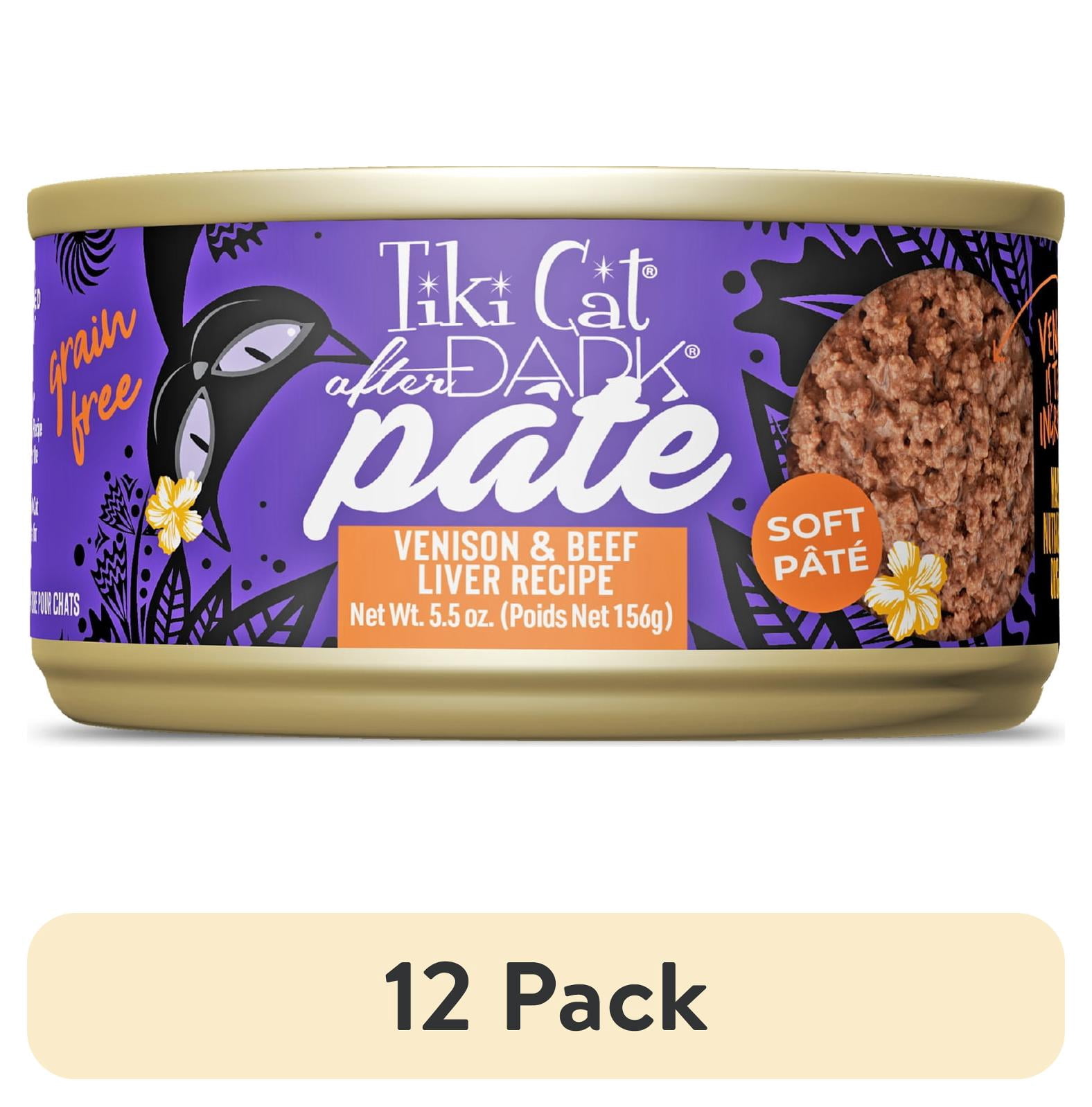 (12 pack) Tiki Cat After Dark Soft Pate Wet Cat Food, Venison & Beef Liver Recipe, 5.5 oz. Can