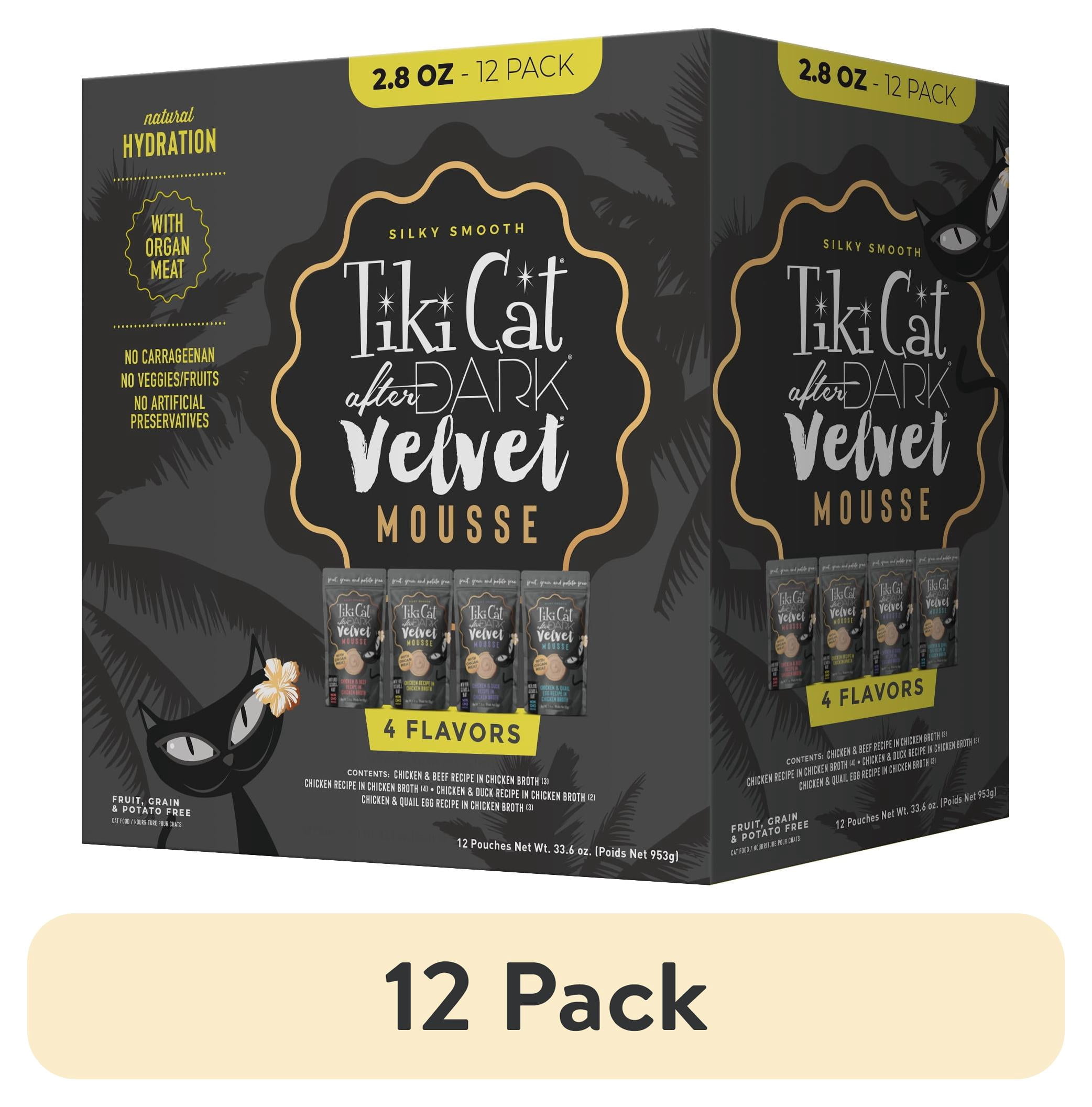 (12 pack) Tiki Cat After Dark Velvet Mousse Wet Cat Food, Variety Pack, 2.8 oz. Pouch (12 Count)