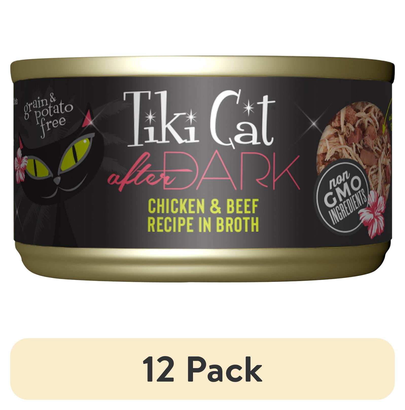 (12 pack) Tiki Cat After Dark Whole Foods Wet Cat Food, Chicken & Beef, 2.8 oz. Can